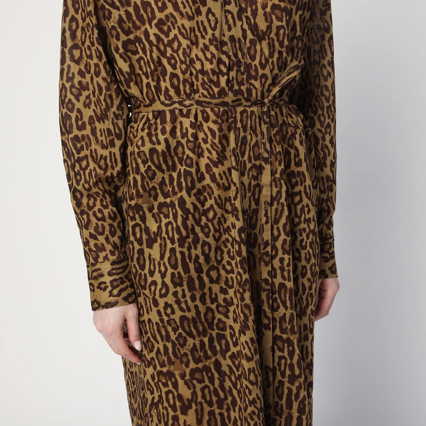 6397 Leopard-Print Shirt Dress In Cotton Voile Women - Image 2