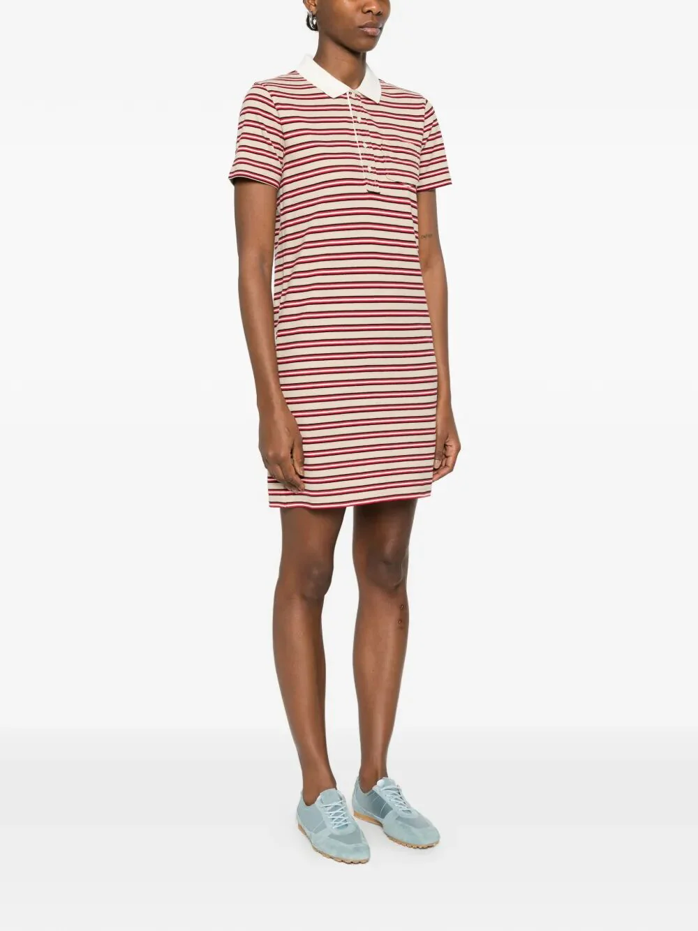 A.P.C. Women Raye Cotton Striped Polo Dress - Image 2
