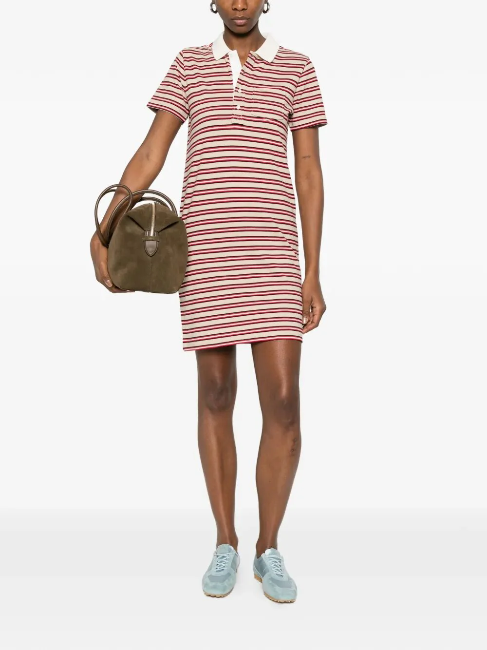 A.P.C. Women Raye Cotton Striped Polo Dress - Image 5