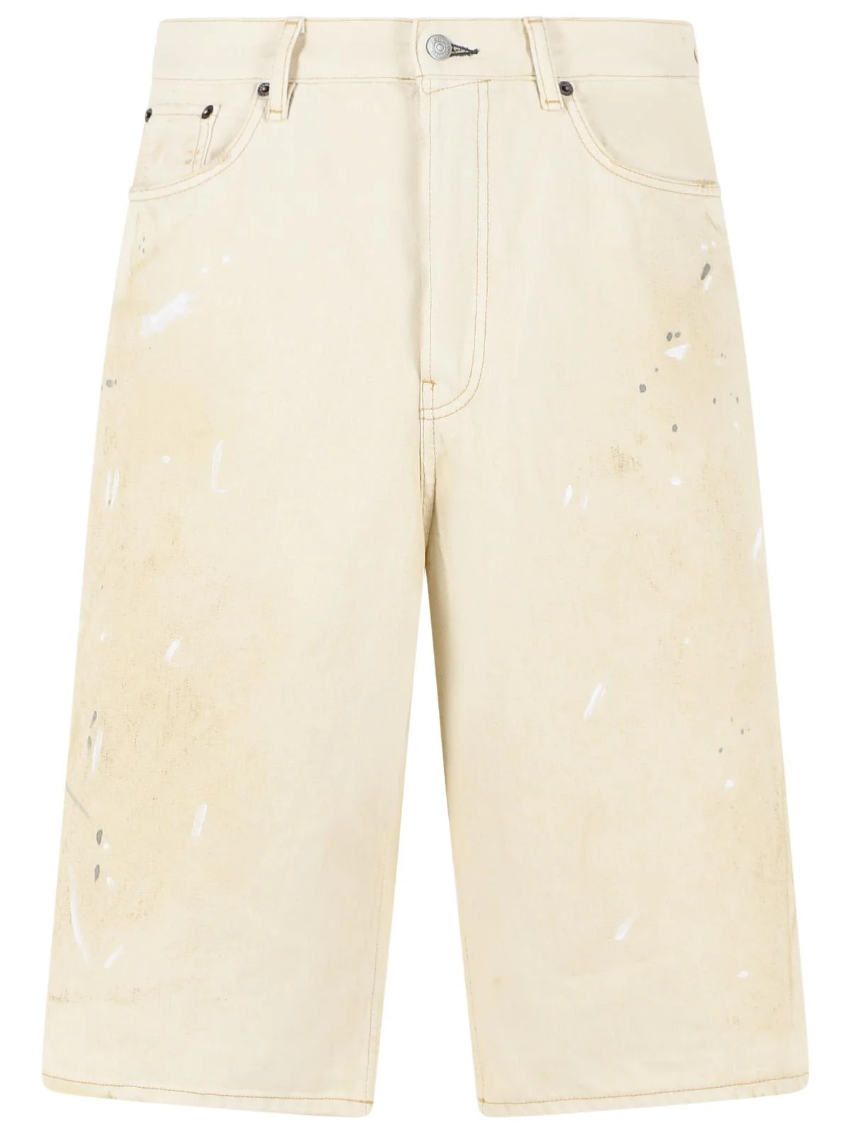 Acne Studios Ivory White Cotton Bermuda Shorts Men