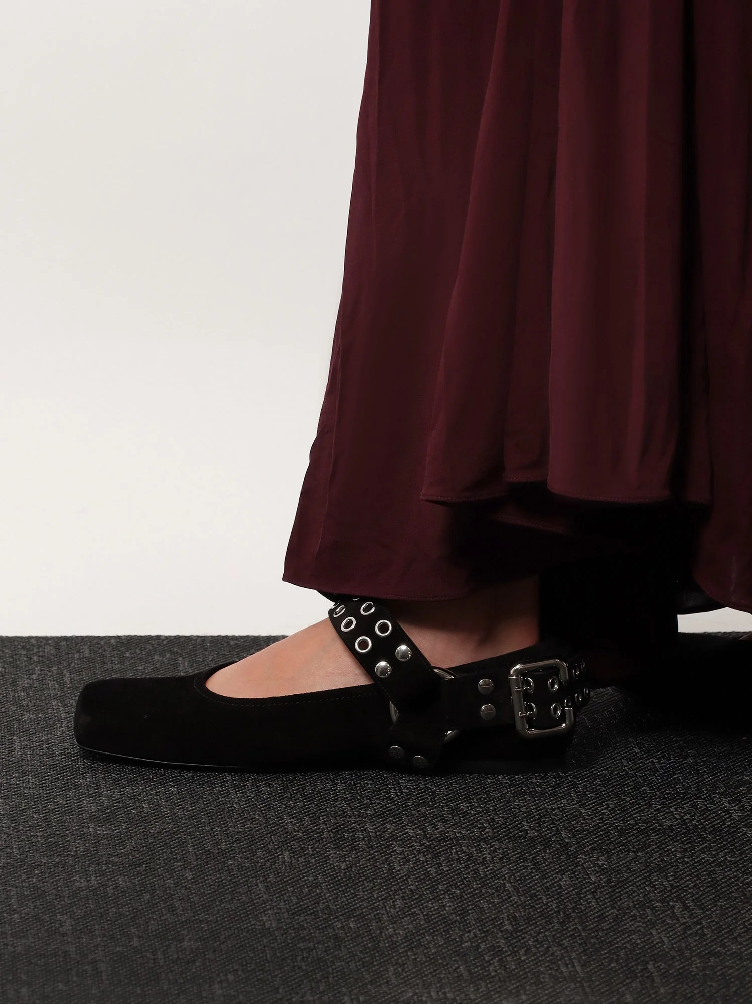Alaia Women Suede Biker Flat Ballerinas - Image 2