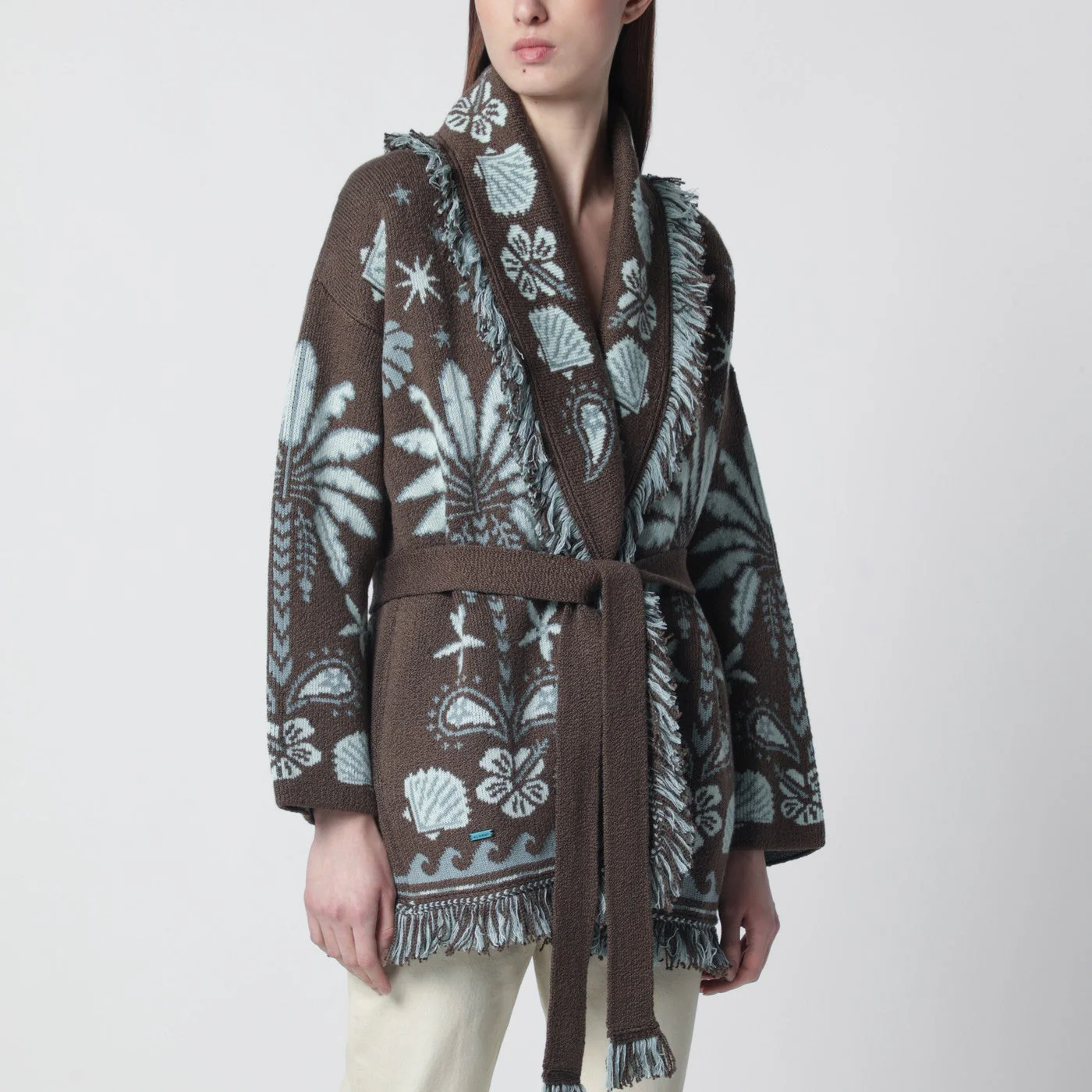 Alanui Echoes Of The Island Brown/Aquamarine Cardigan Women