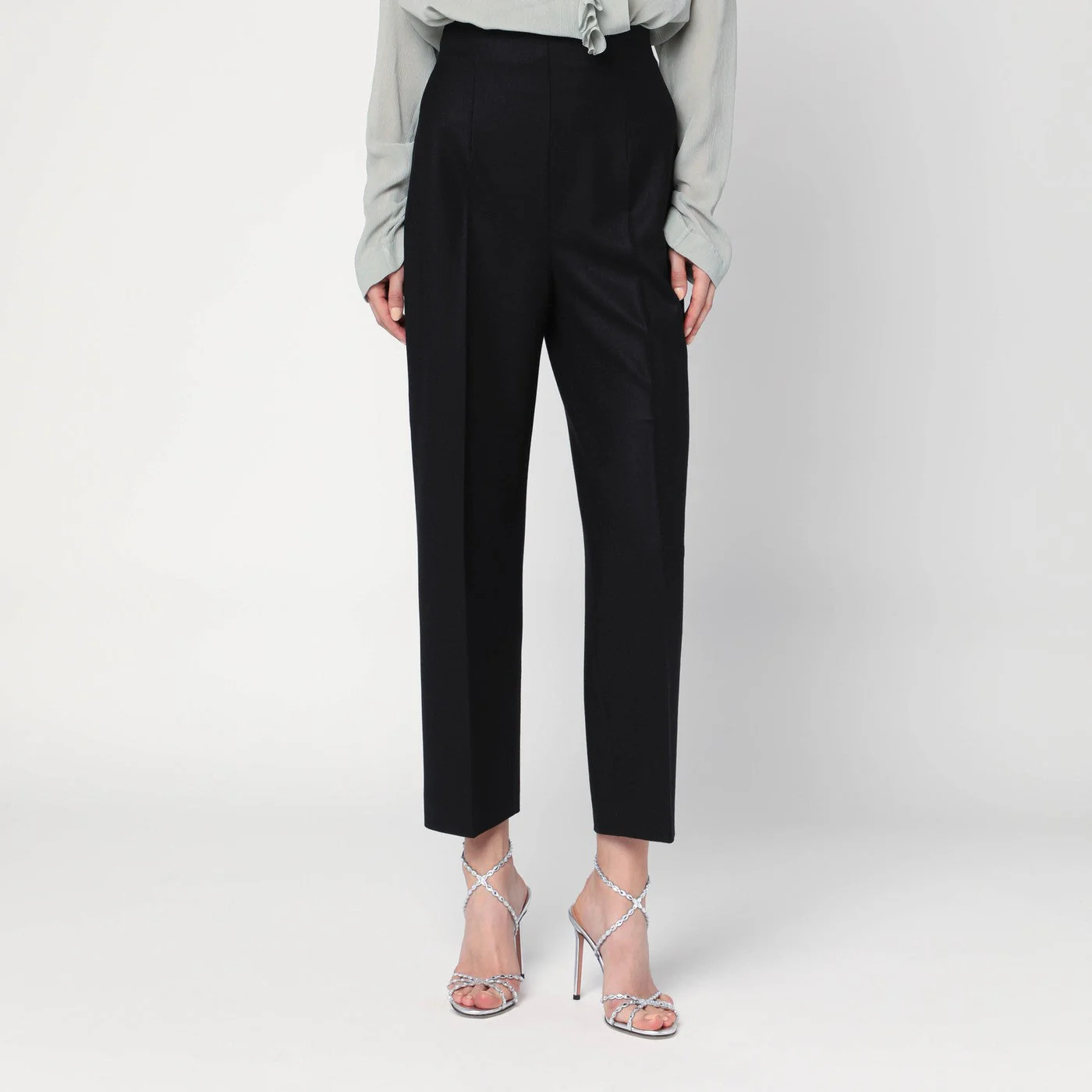 Alberta Ferretti Black Wool-Blend Trousers Women