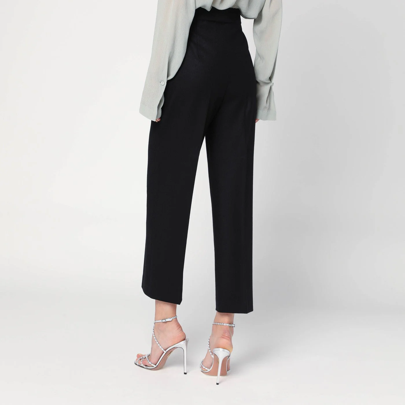 Alberta Ferretti Black Wool-Blend Trousers Women - Image 2