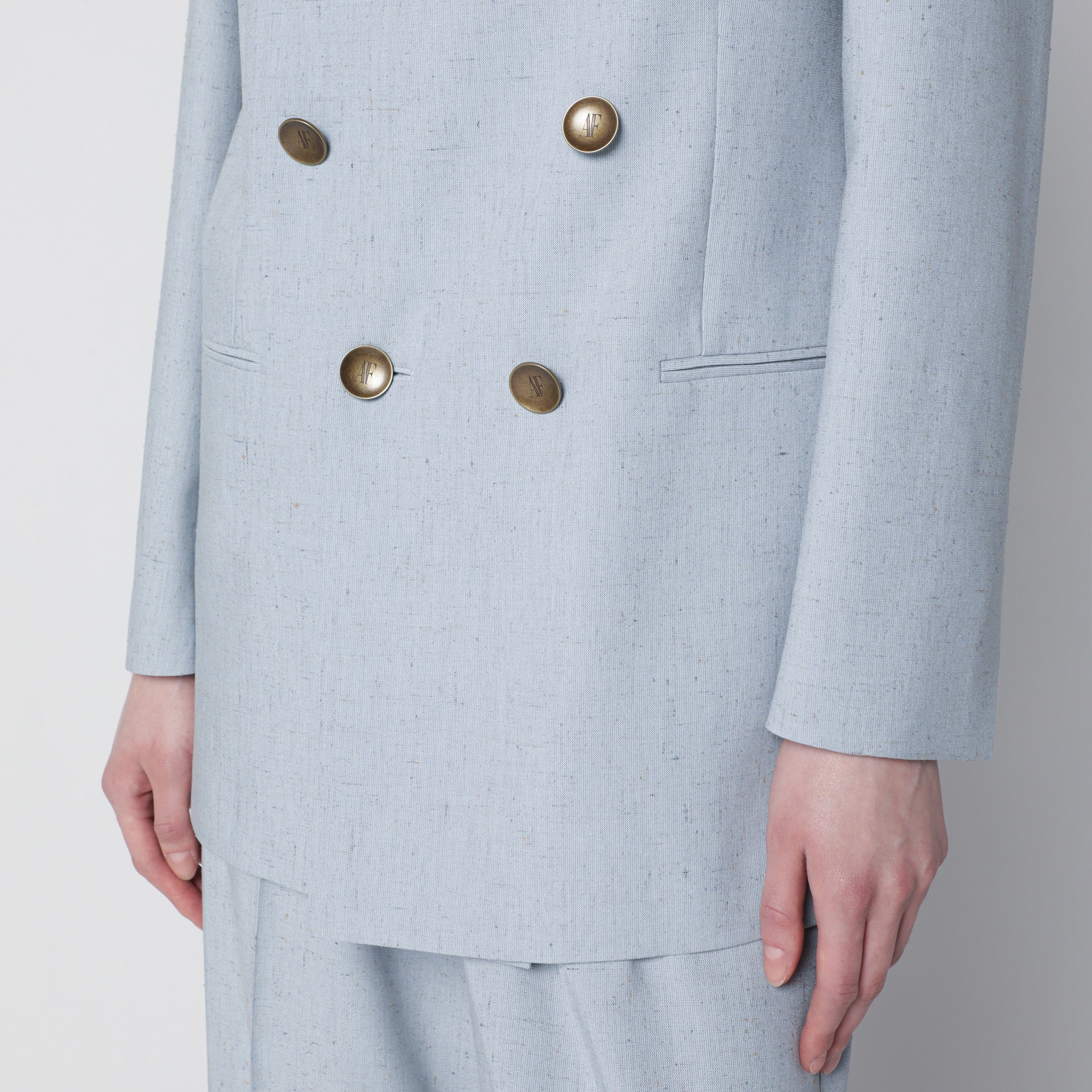 Alberta Ferretti Light Blue Double-Breasted Tweed Jacket Women - Image 2