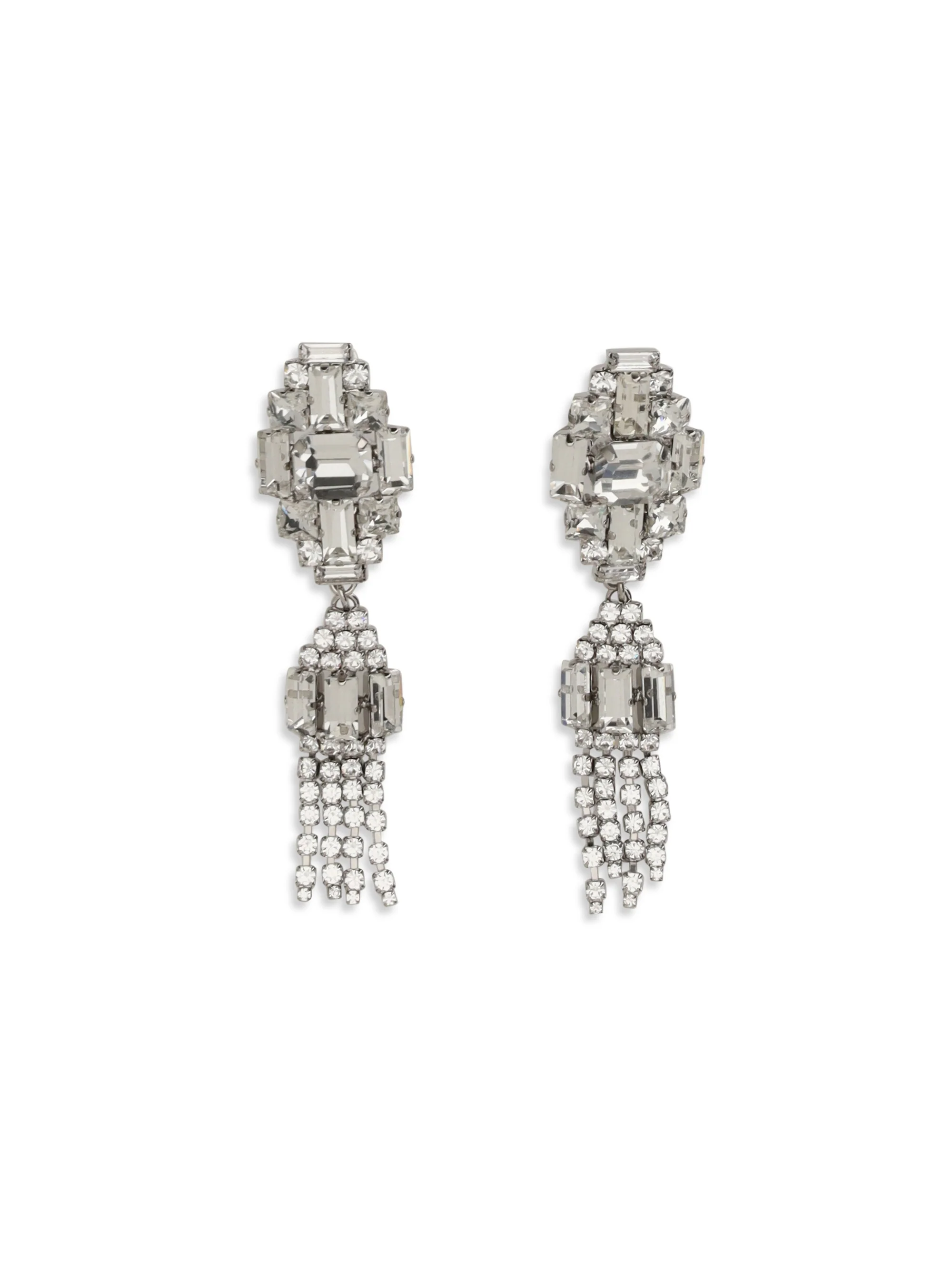 Alessandra Rich Women Silver-Colored Crystal Drop Earrings
