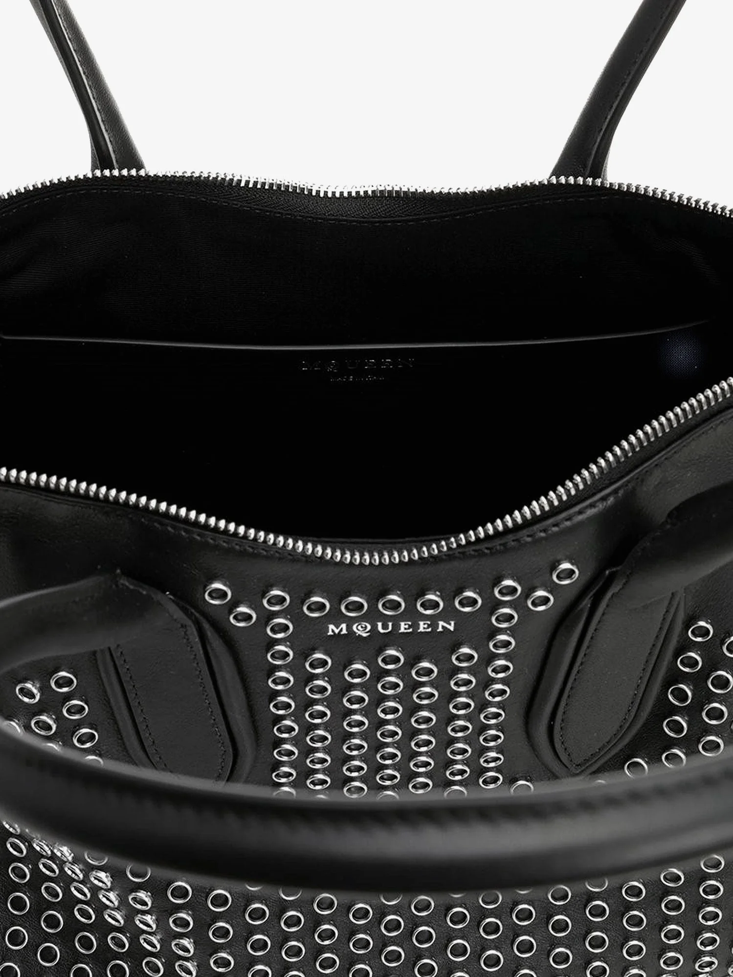 Alexander Mcqueen Women Manta Leather Shoulder Bag With All-Over Metal Details - Image 5