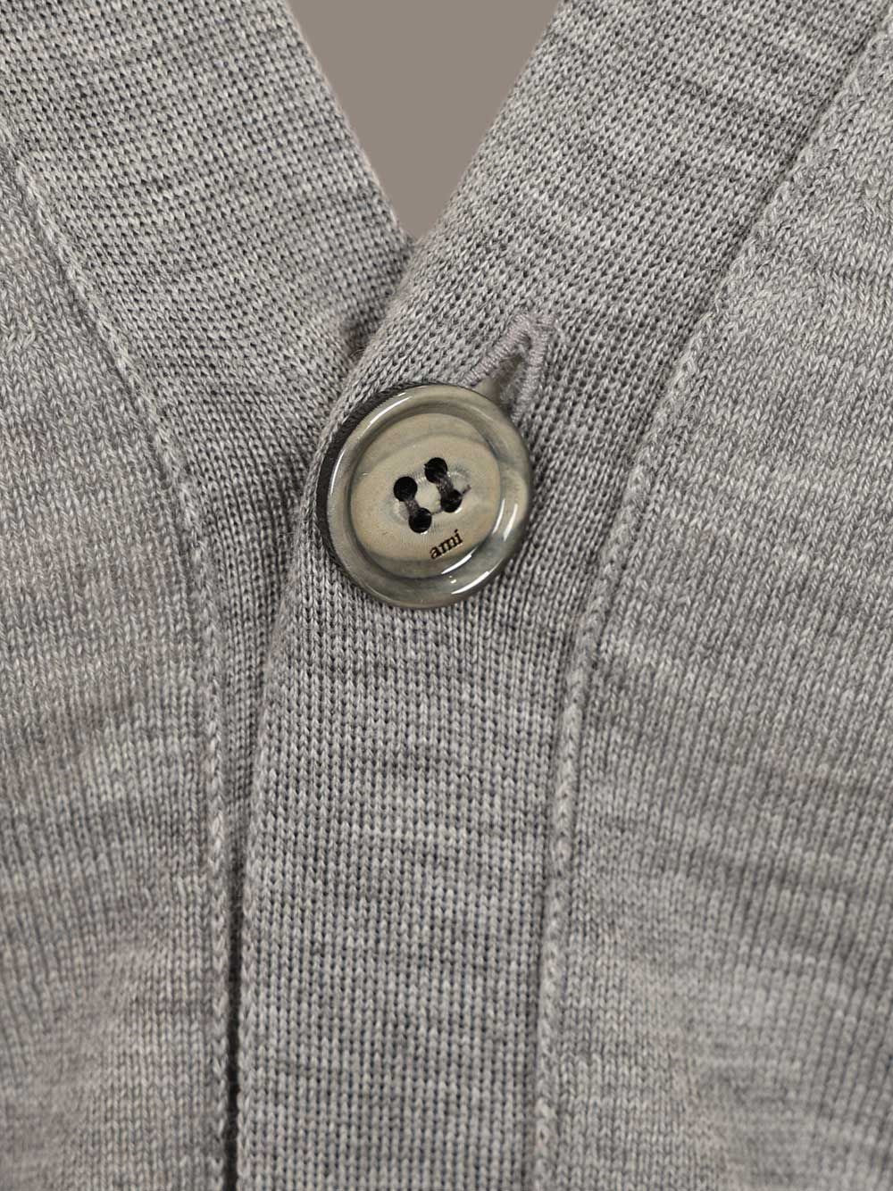 Ami Men Ami Paris V-Neck Wool Cardigan - Image 4