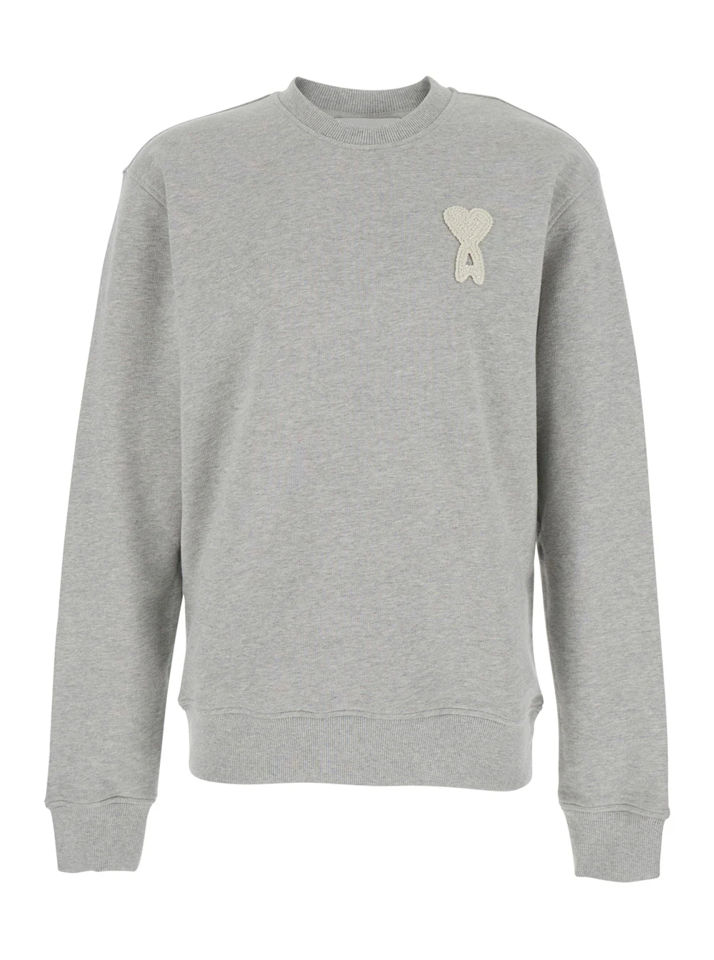 Ami Paris Men Crewneck Classic Fit With Ami De Coeur Knitted Patch