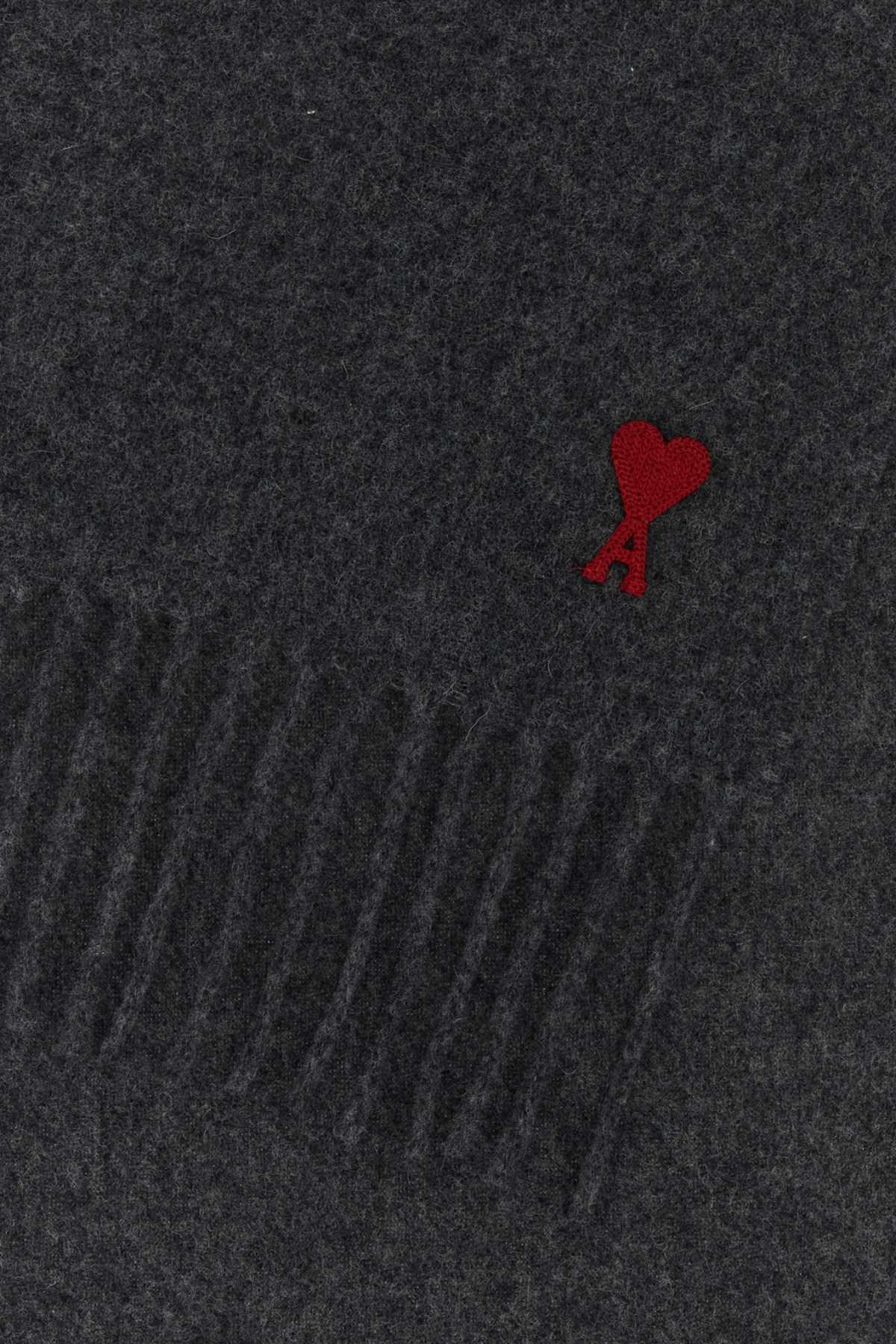 Ami Unisex Melange Graphite Wool Scarf - Image 2
