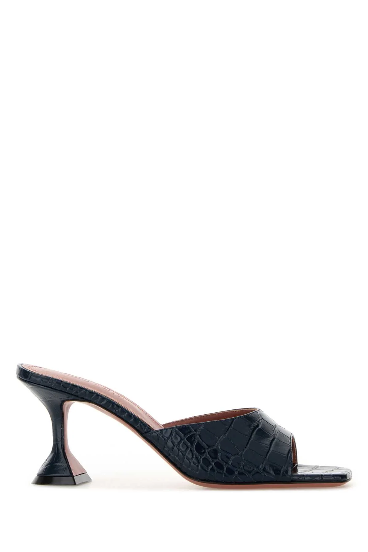 Amina Muaddi Women Navy Blue Leather Lupita Mules