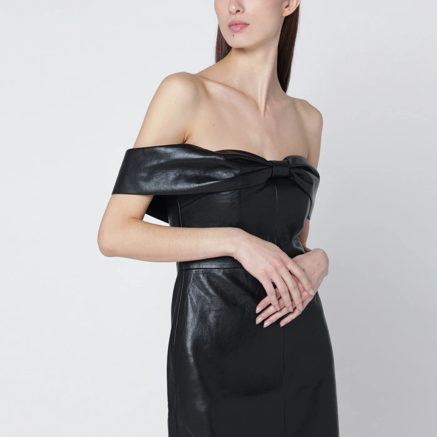 Anine Bing Colleen Black Faux Leather Mini Dress Women - Image 2