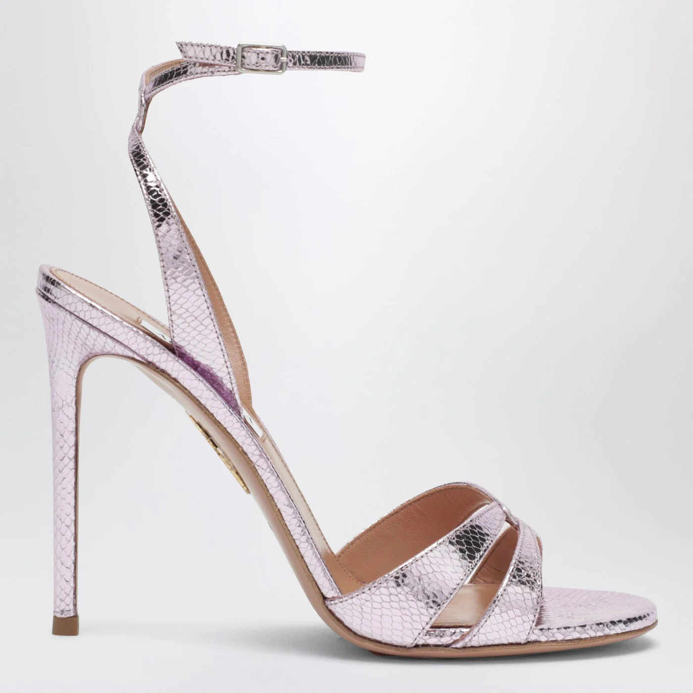 Aquazzura You And I Sandals In Light Blue Metallic Leather Women