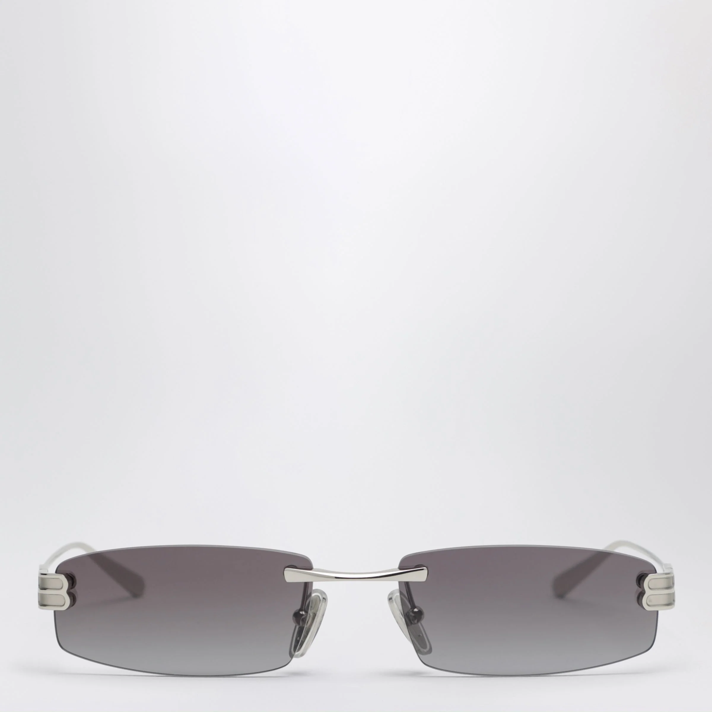 Balenciaga Gossip Rectangular Silver/Gradient Grey Sunglasses Women