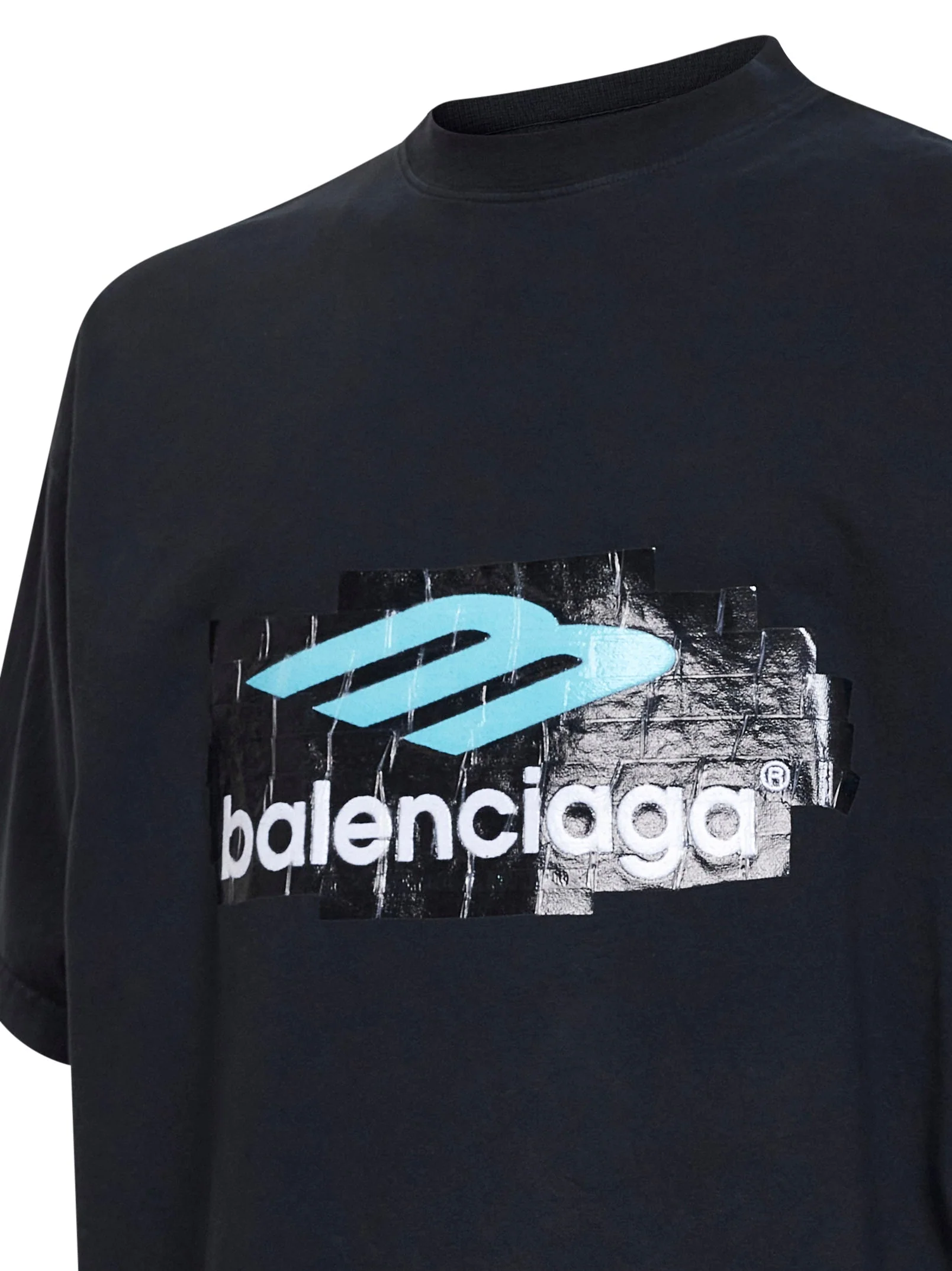 Balenciaga Men Black Jersey Oversized T-Shirt - Image 3