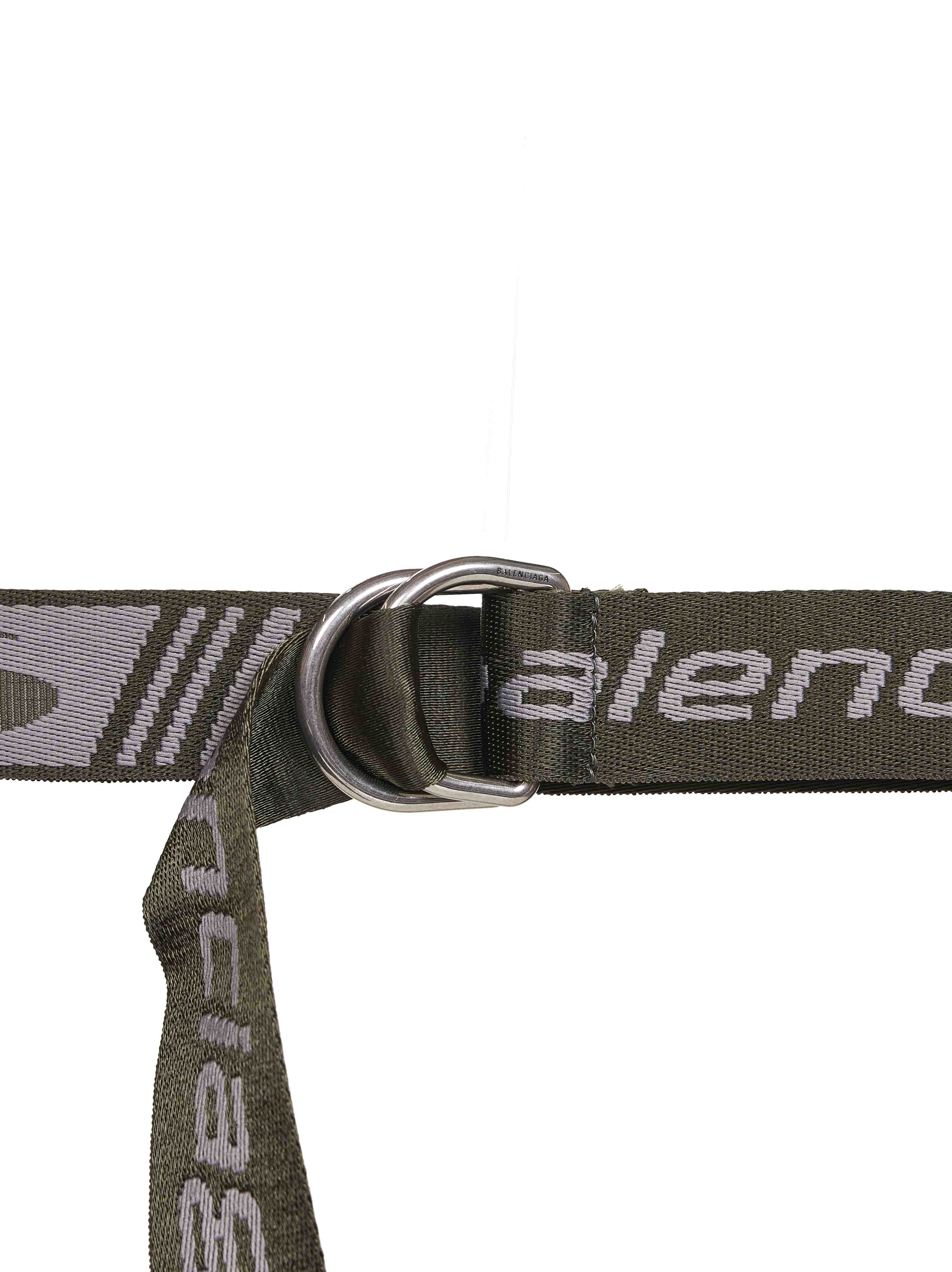 Balenciaga Men Khaki And Grey Jacquard Canvas D Ring Belt - Image 2