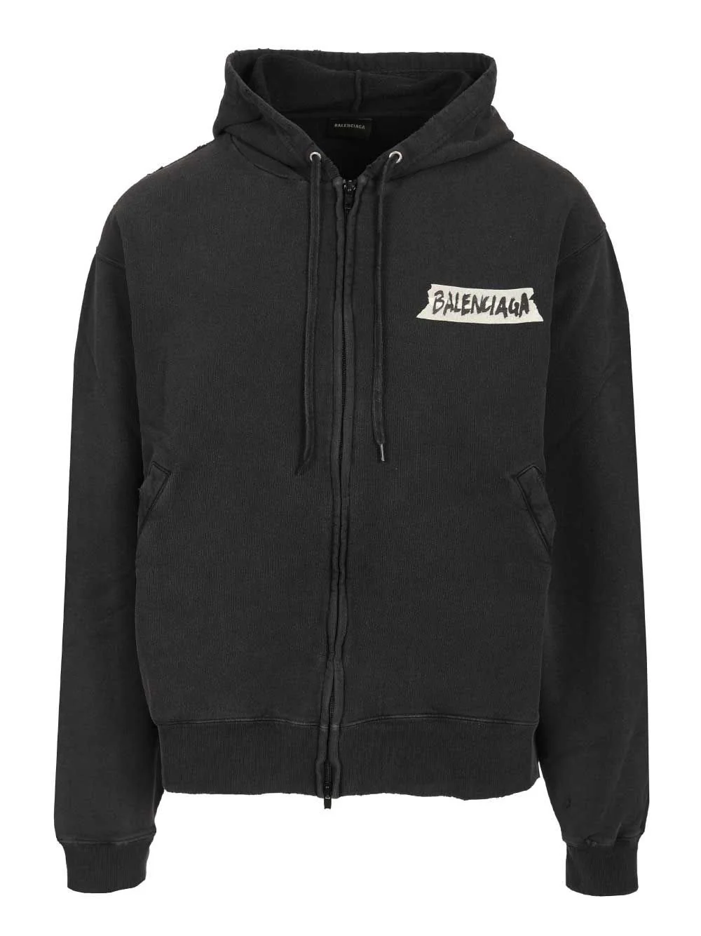 Balenciaga Men Oversized "Masking Tape" Zip-Up Sweatshirt