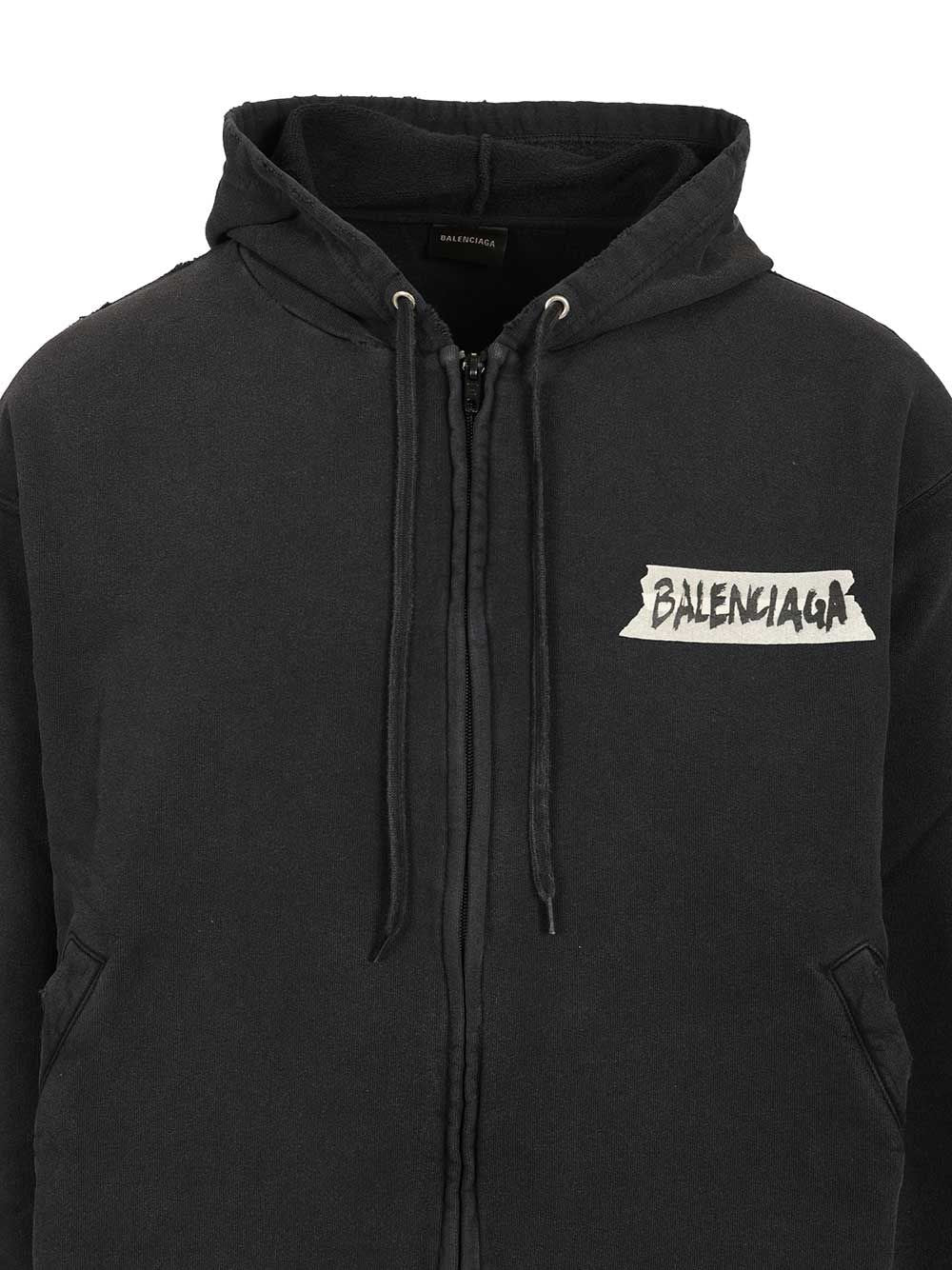 Balenciaga Men Oversized "Masking Tape" Zip-Up Sweatshirt - Image 3