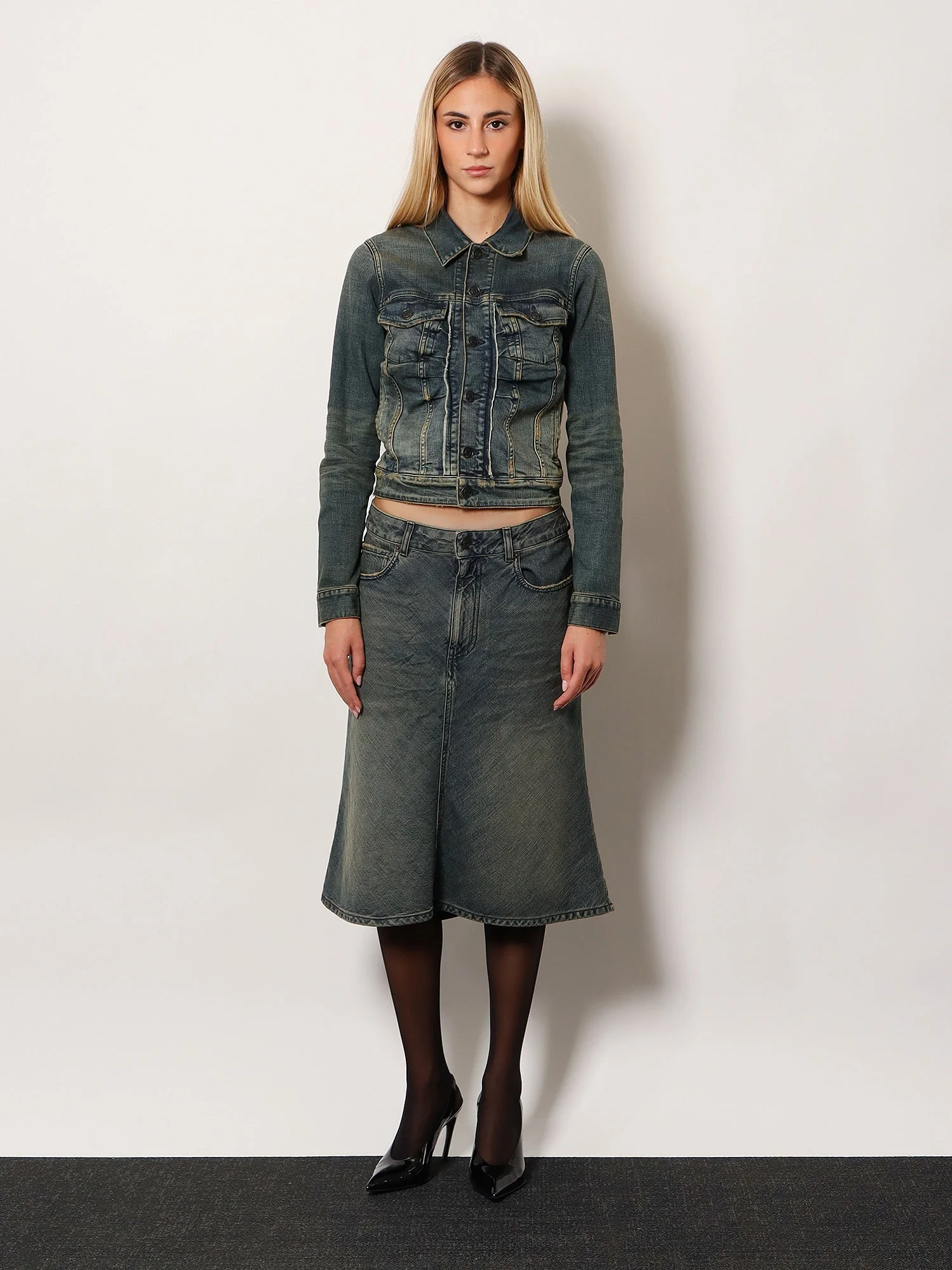 Balenciaga Women Denim Midi Skirt - Image 2