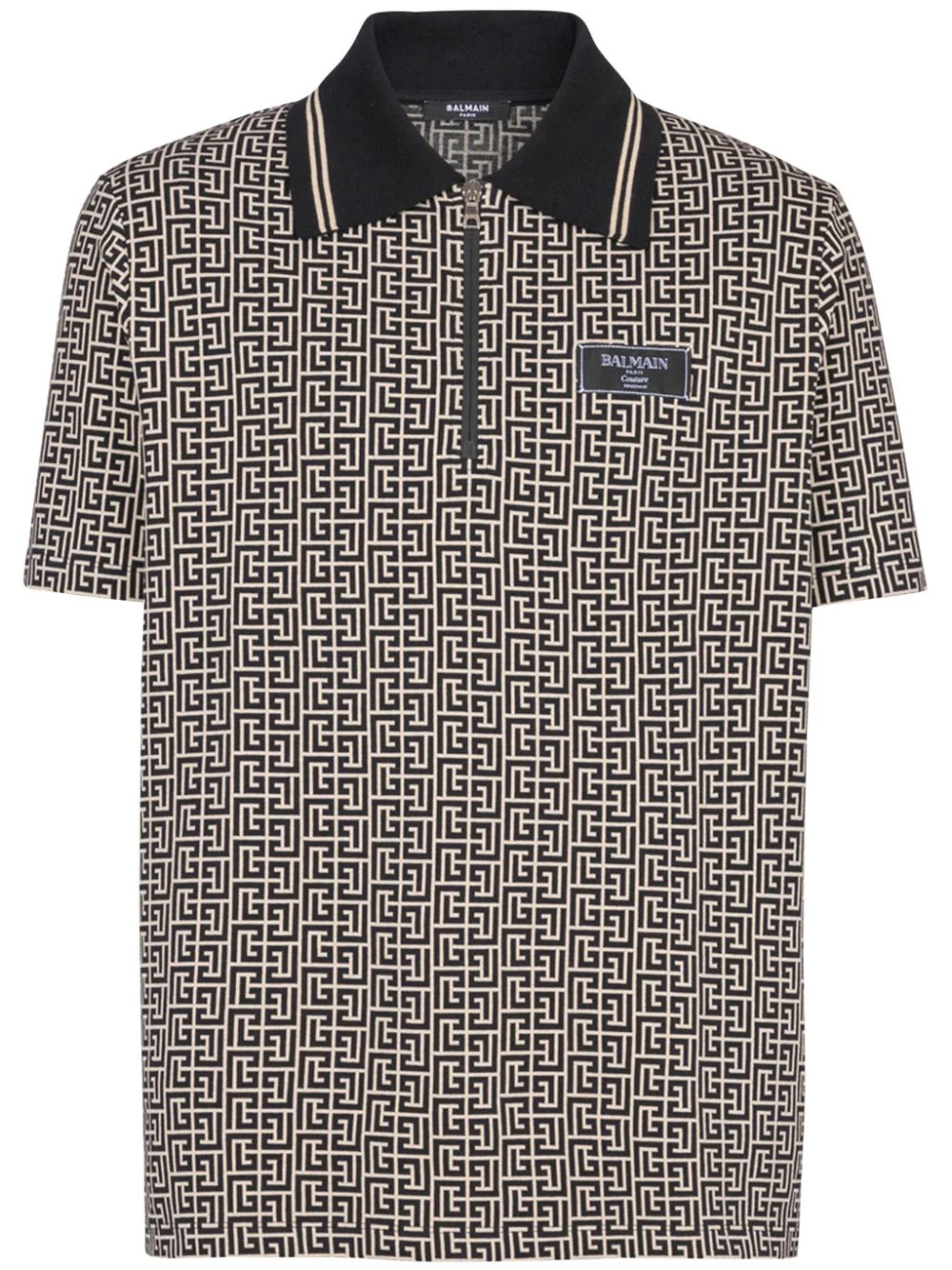 Balmain Men Labyrinth Polo Shirt With Jacquard Effect