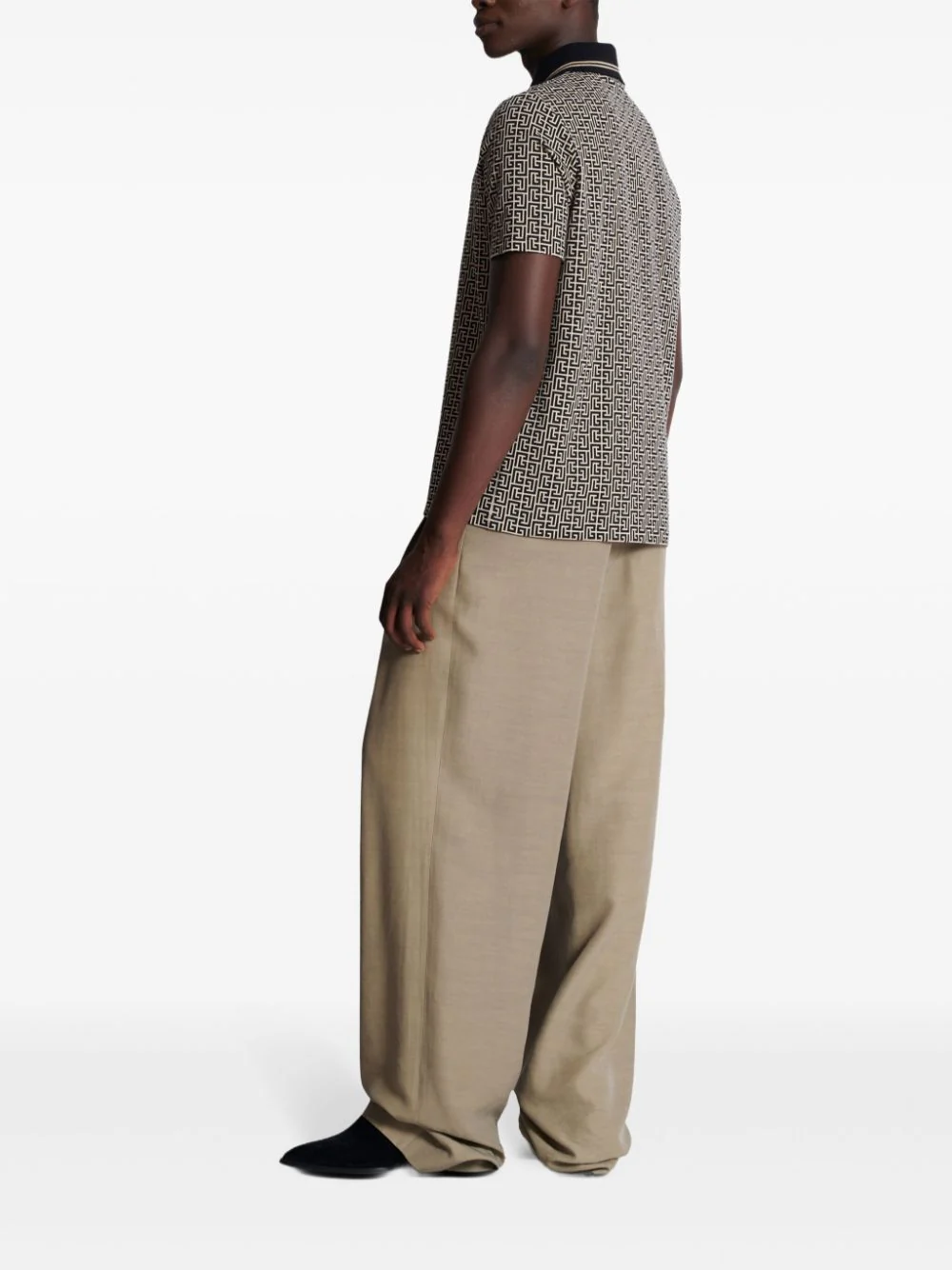 Balmain Men Labyrinth Polo Shirt With Jacquard Effect - Image 4