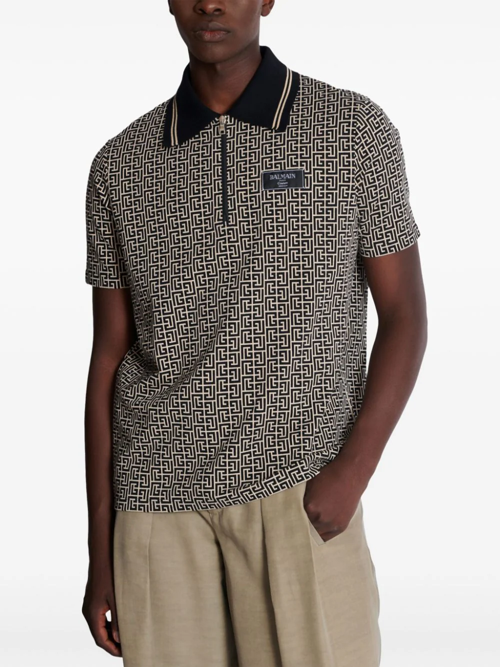 Balmain Men Labyrinth Polo Shirt With Jacquard Effect - Image 5