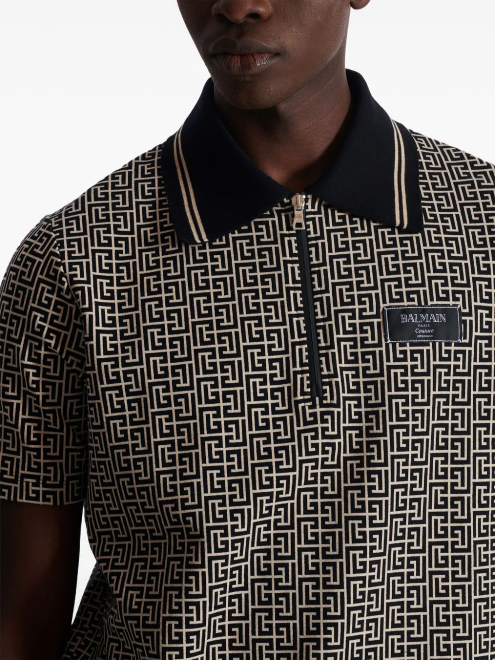 Balmain Men Labyrinth Polo Shirt With Jacquard Effect - Image 6
