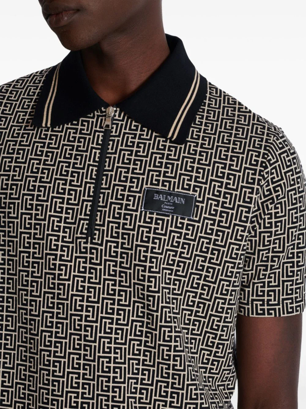 Balmain Men Labyrinth Polo Shirt With Jacquard Effect - Image 7
