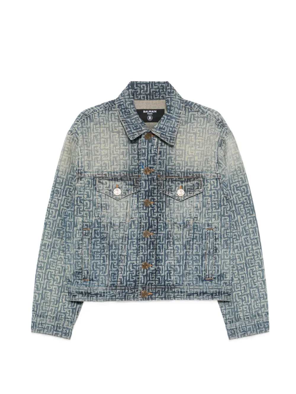 Balmain Men Monogrammed Denim Jacket