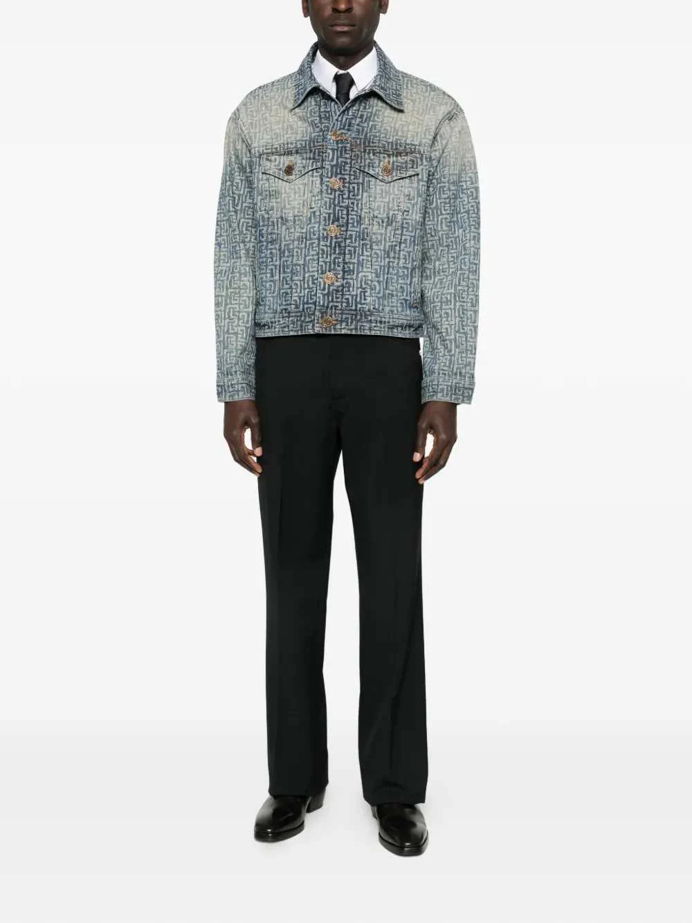 Balmain Men Monogrammed Denim Jacket - Image 2