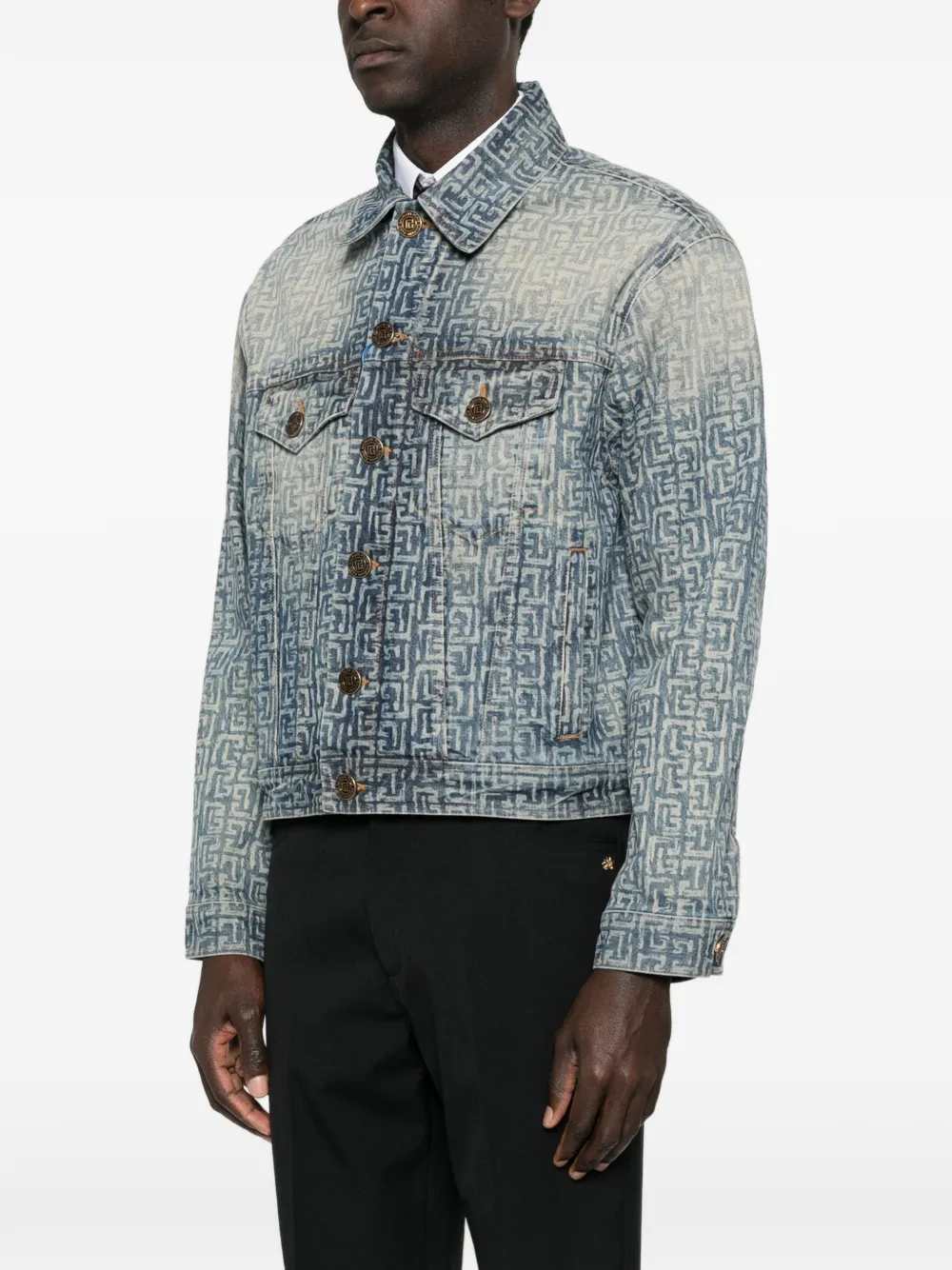 Balmain Men Monogrammed Denim Jacket - Image 3