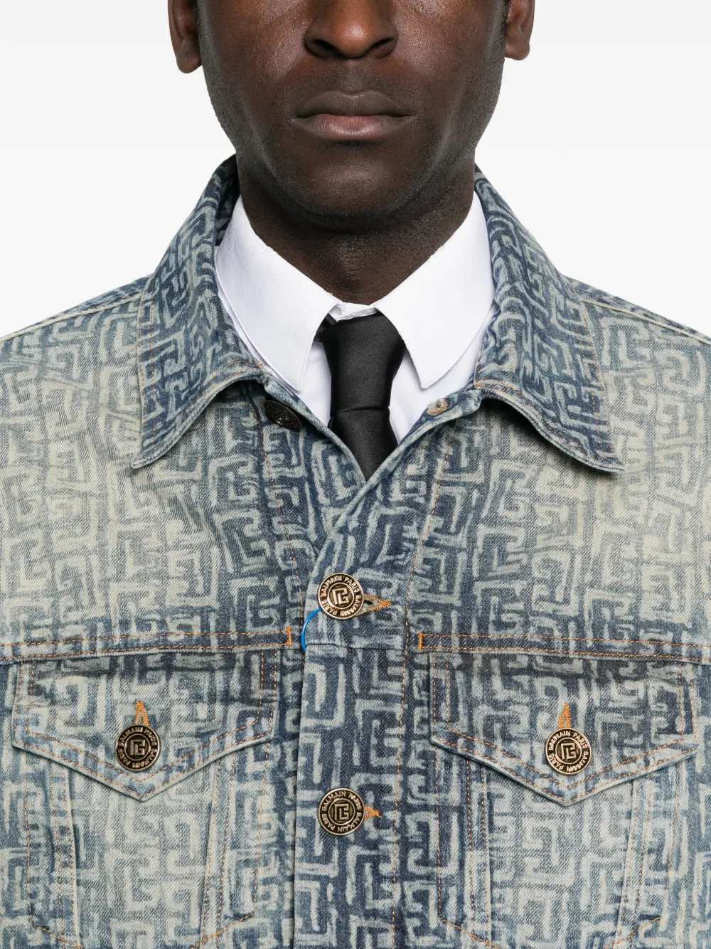 Balmain Men Monogrammed Denim Jacket - Image 5