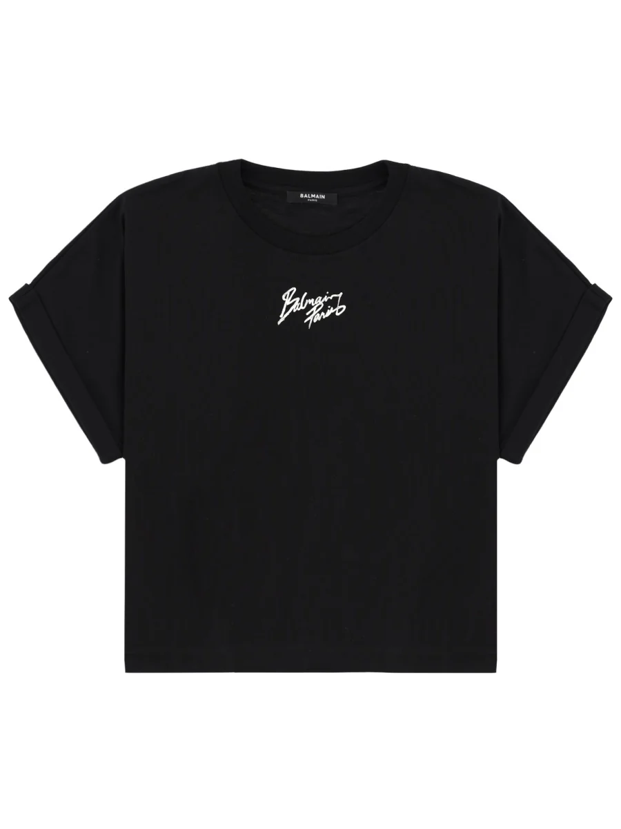 Balmain Women Cropped T-Shirt With Logo