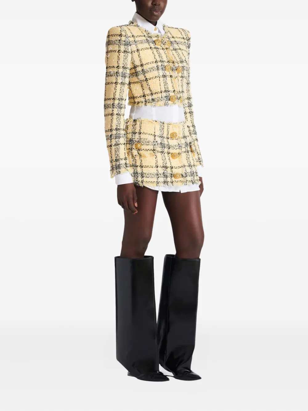Balmain Women Tweed Skirt With Buttons - Image 3