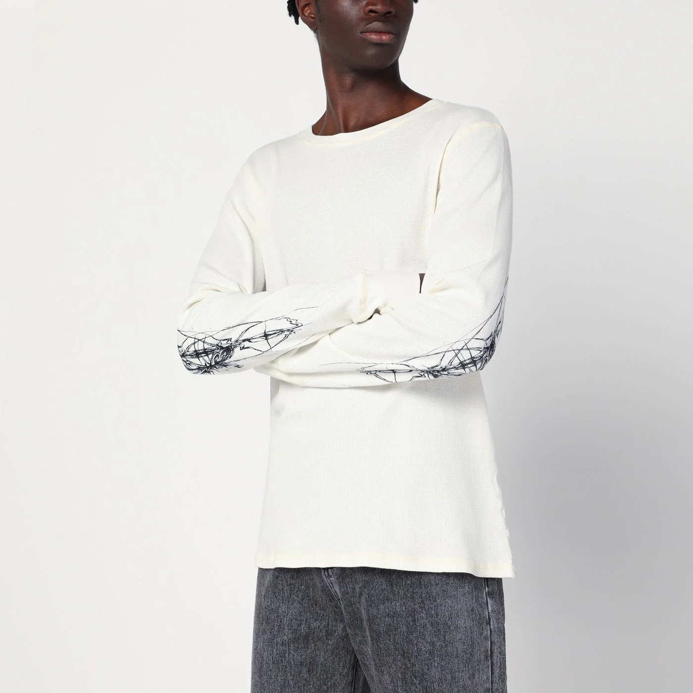 Basketcase Gallery White Cotton Crewneck Sweater Men