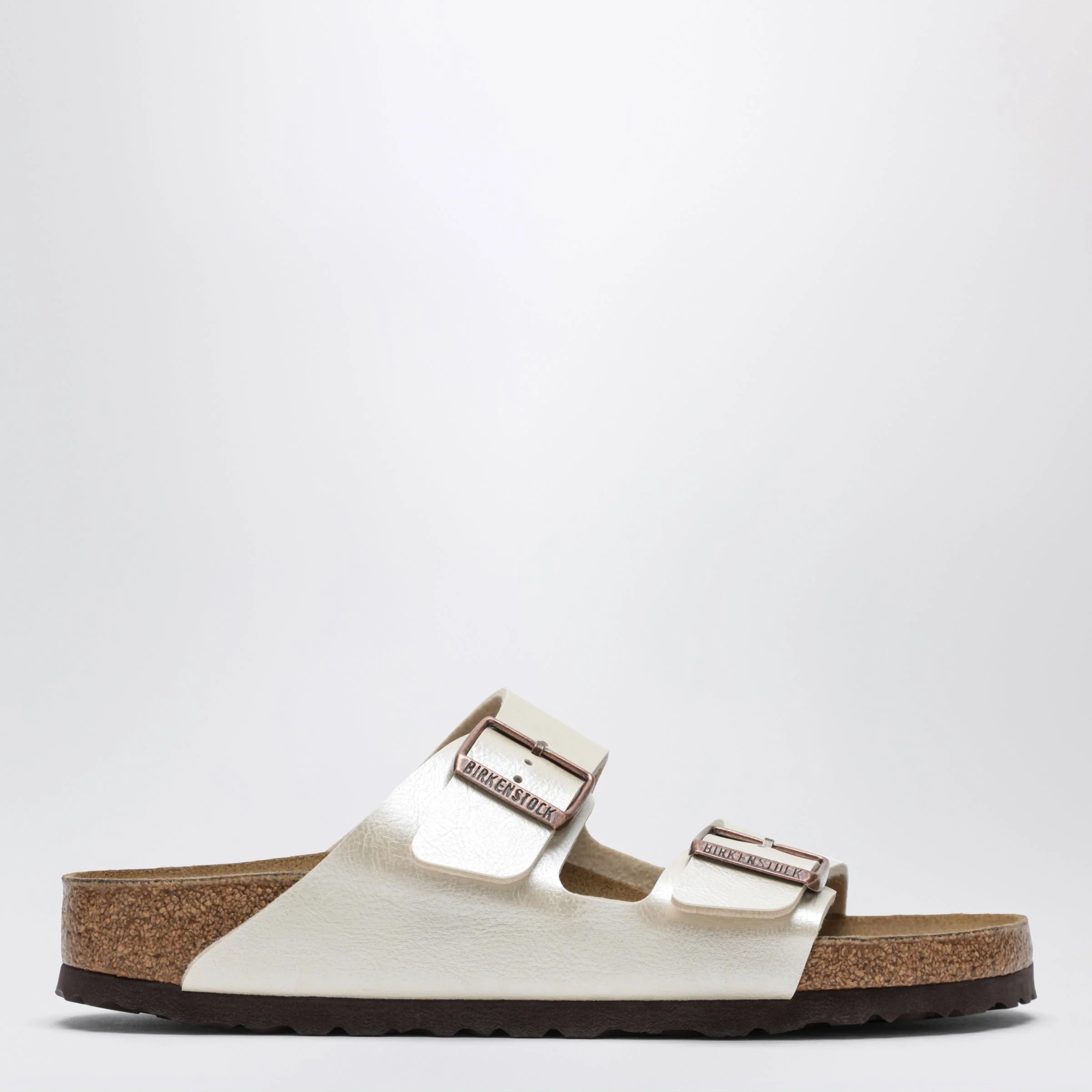 Birkenstock Arizona Birko-Flor Pearl White Slides Women