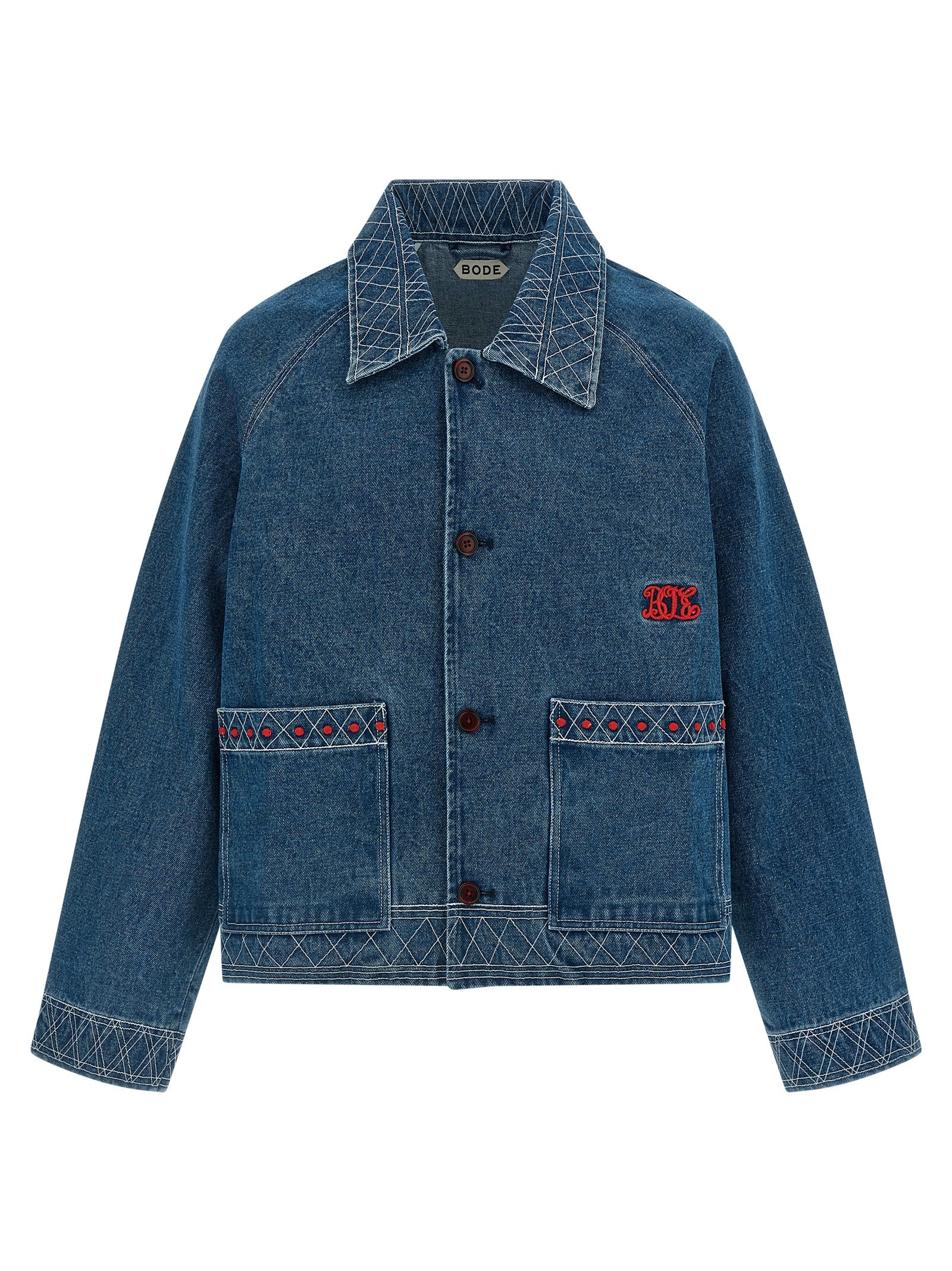 Bode Men Embroidery Denim Jacket