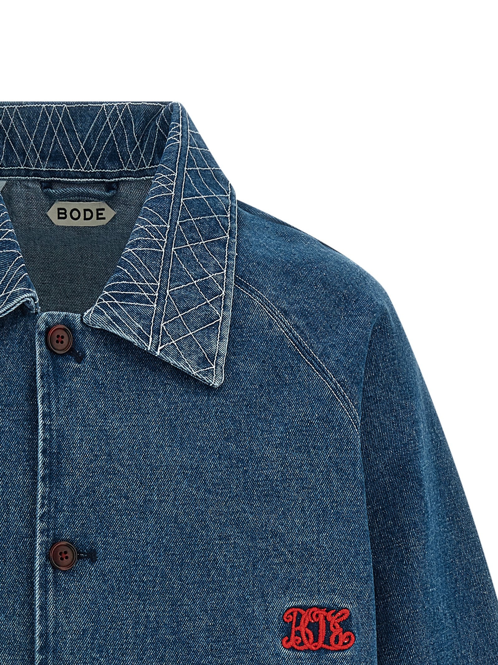 Bode Men Embroidery Denim Jacket - Image 3
