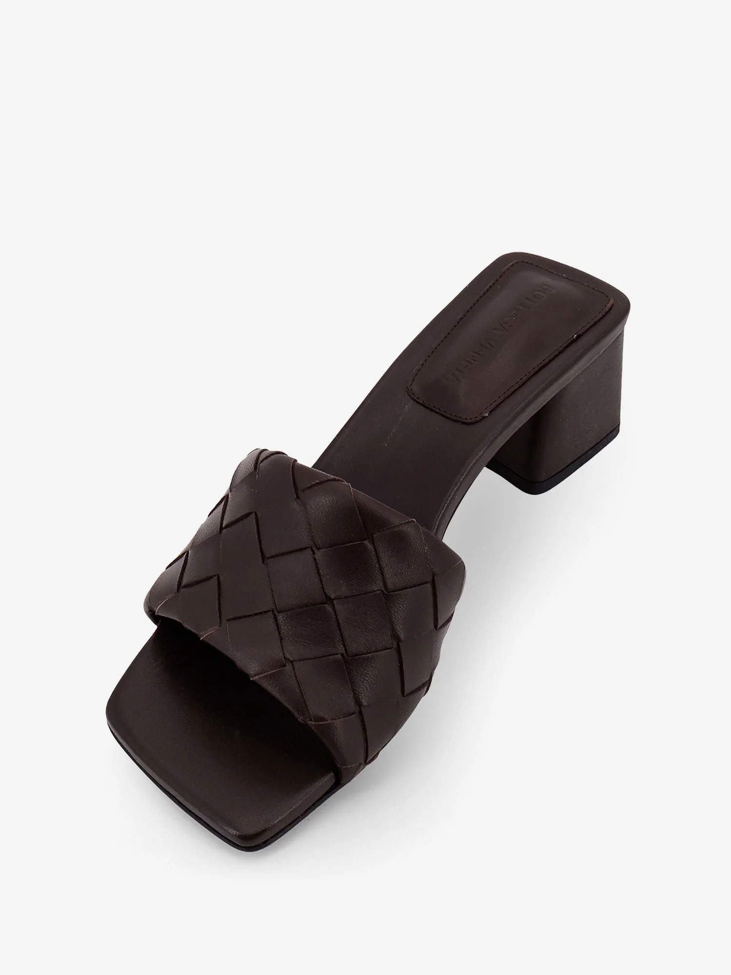Bottega Veneta Women Leather Heel Sandals With Intrecciato Motif - Image 4