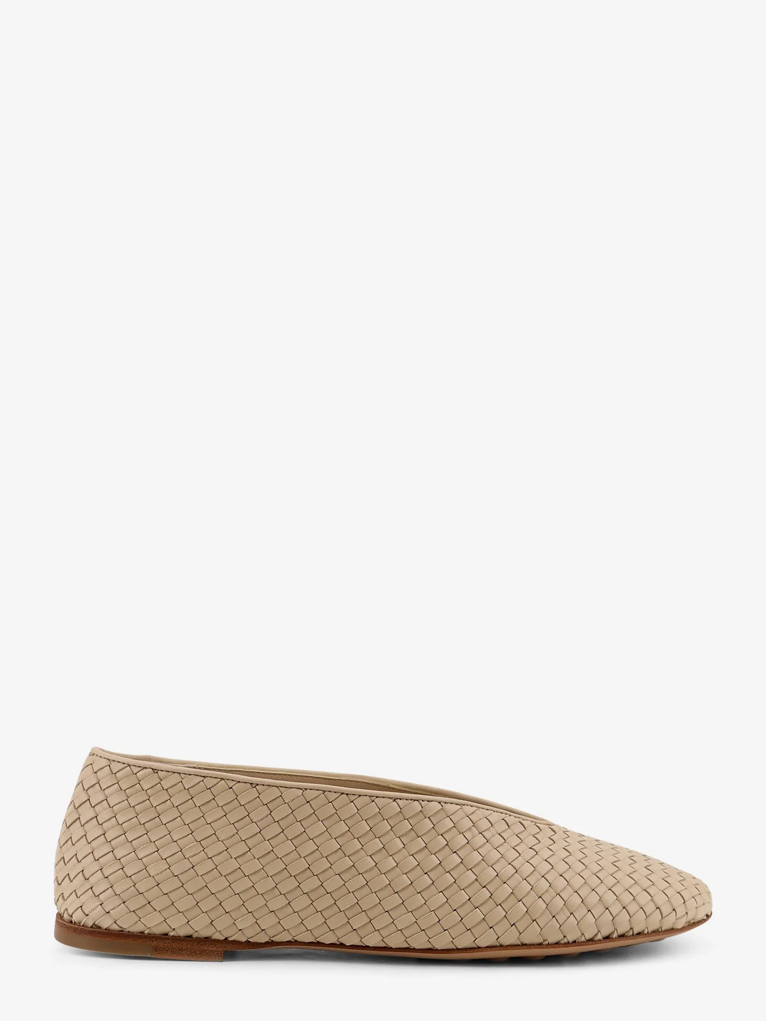 Bottega Veneta Women Rosa Flat Leather Ballerinas With Intrecciato Motif