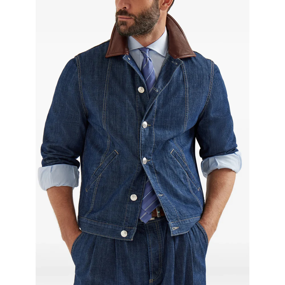 Brunello Cucinelli Blue Jackets - Denim Jackets Men - Image 3