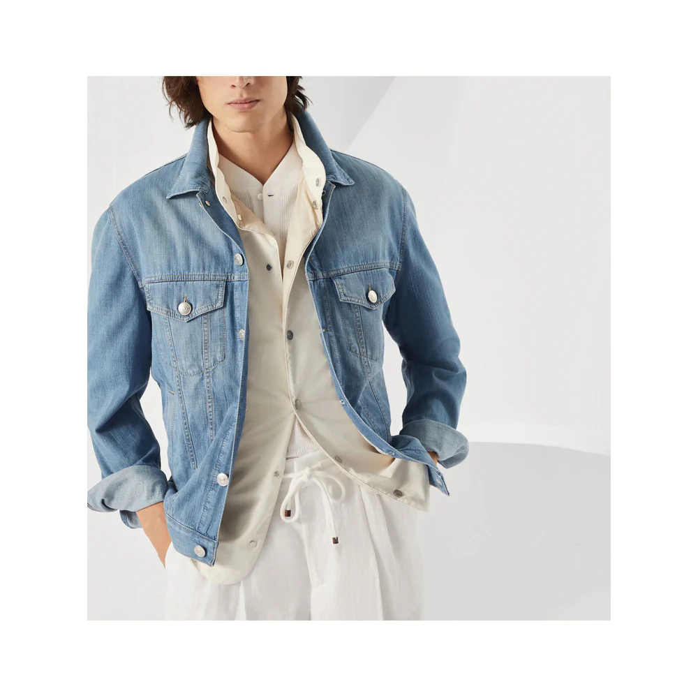 Brunello Cucinelli Blue Jackets - Denim Jackets Men - Image 5