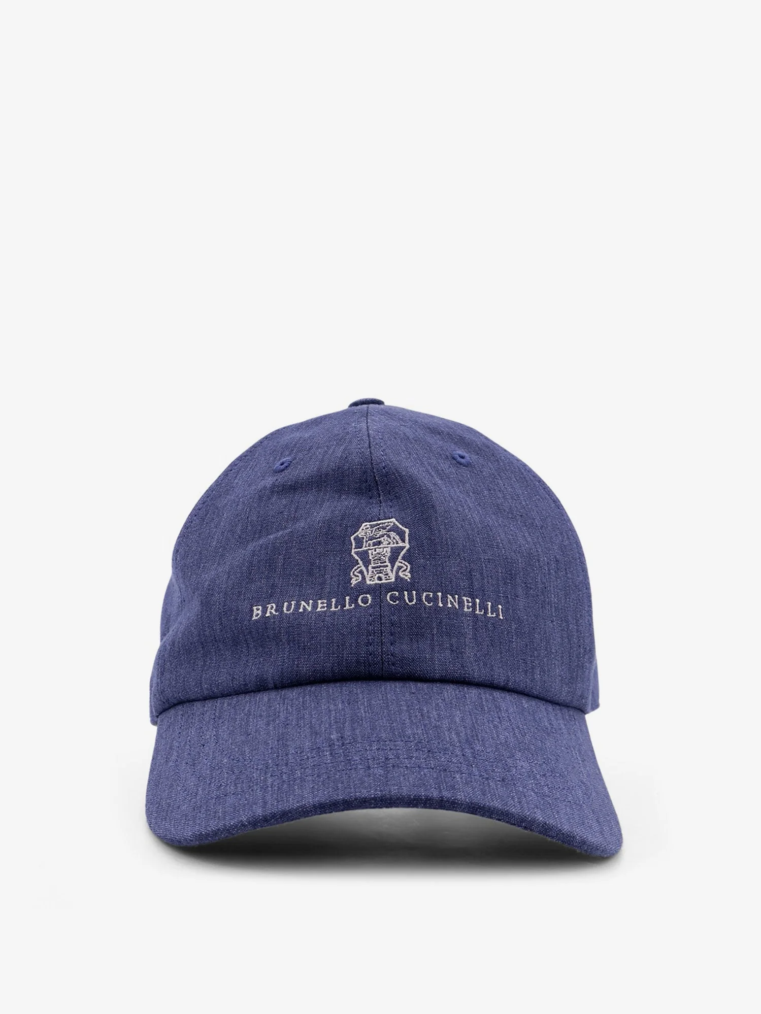 Brunello Cucinelli Men Denim Hat With Embroidered Logo On The Front