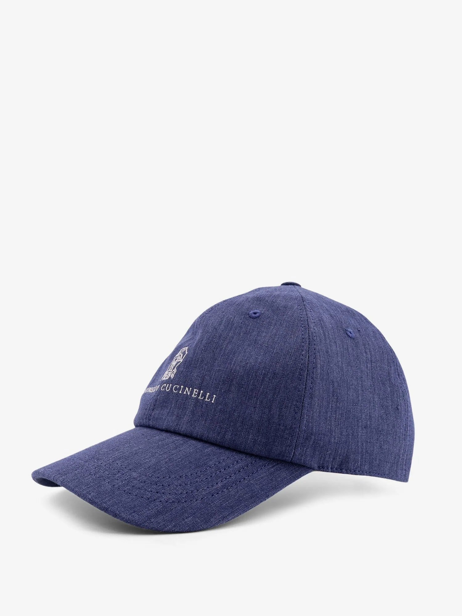 Brunello Cucinelli Men Denim Hat With Embroidered Logo On The Front - Image 2