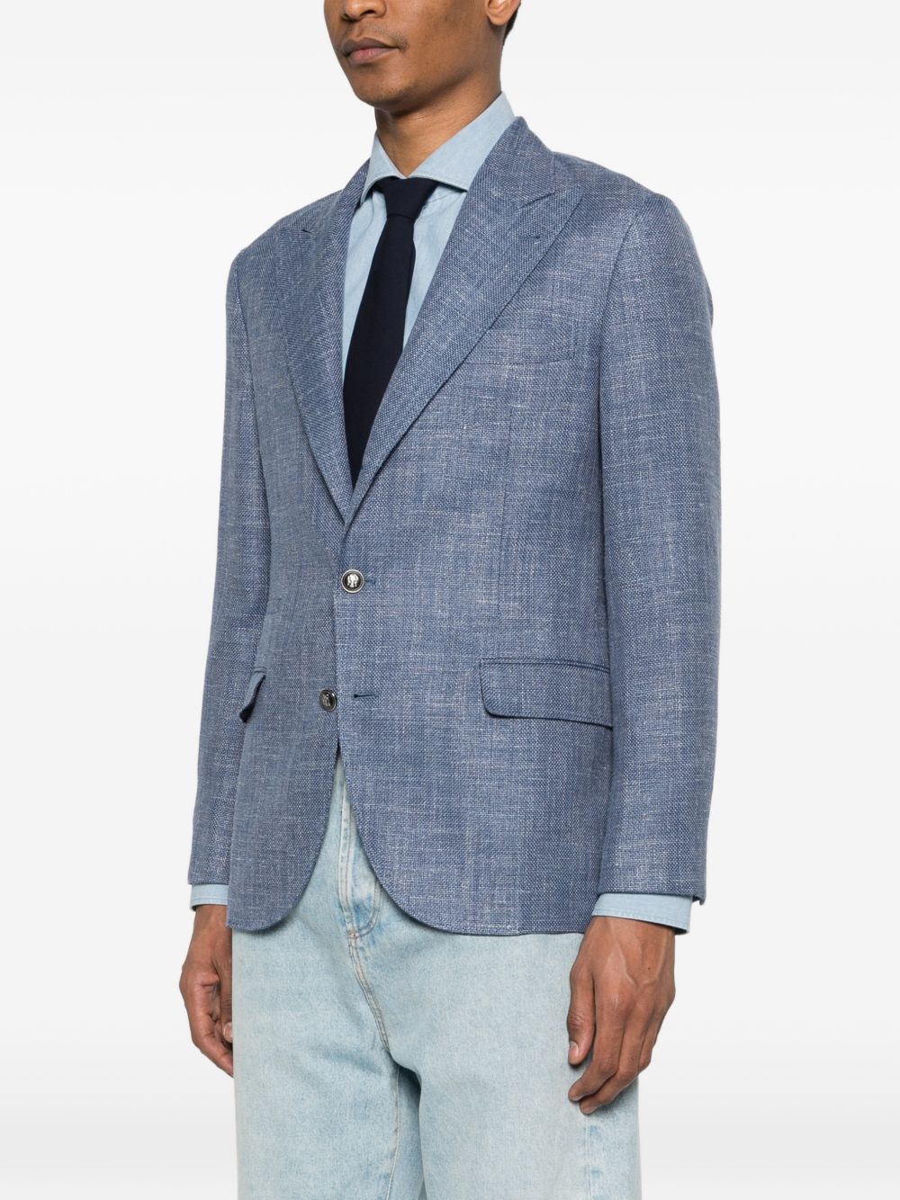 Brunello Cucinelli Men Wool Blend Single-Breasted Jacket - Image 4