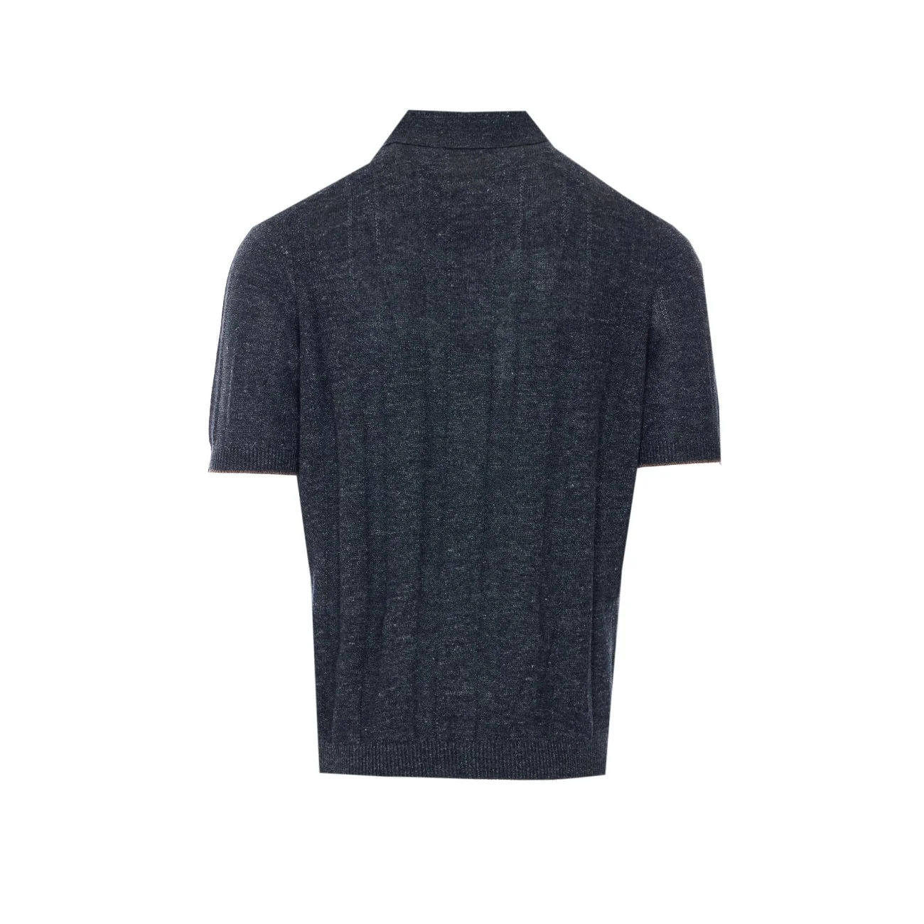 Brunello Cucinelli Men Large Ribbed Knitted Linen Polo