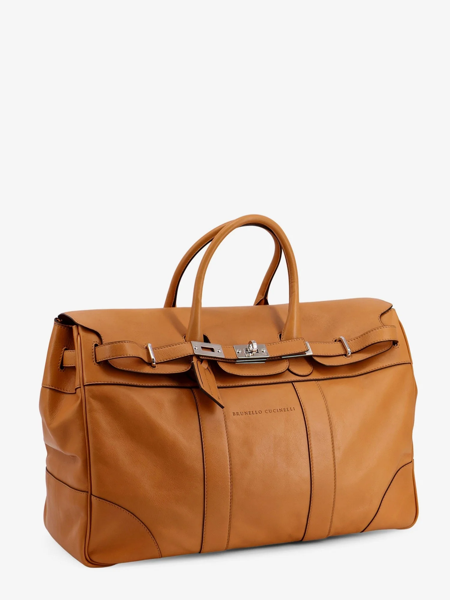 Brunello Cucinelli Men Leather Travel Bag With Engraved Logo On The Front - Image 3