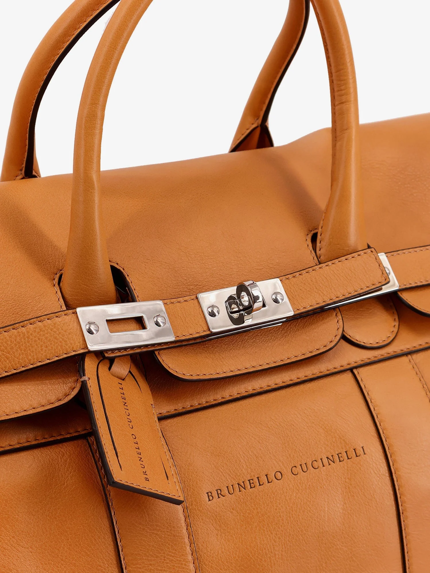 Brunello Cucinelli Men Leather Travel Bag With Engraved Logo On The Front - Image 5