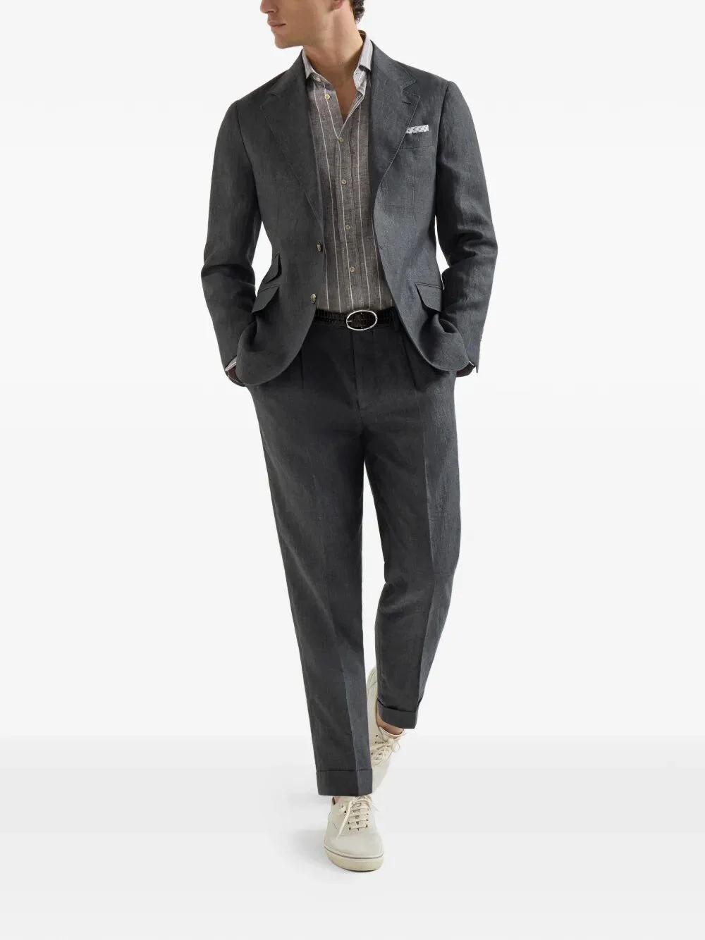 Brunello Cucinelli Men Linen Shirt - Image 2