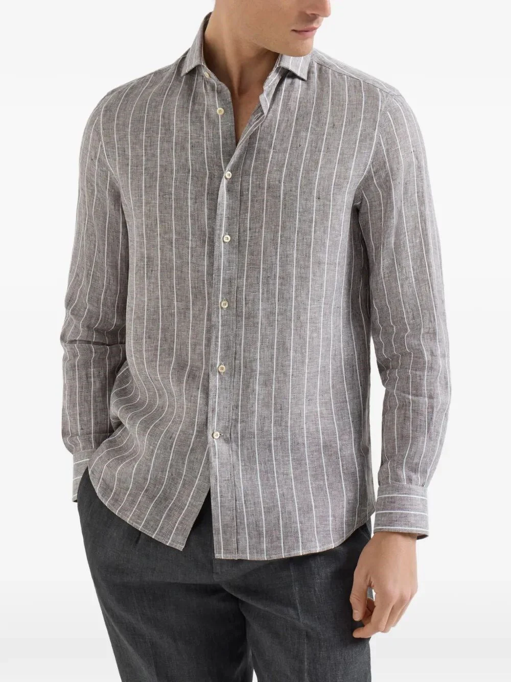 Brunello Cucinelli Men Linen Shirt - Image 6